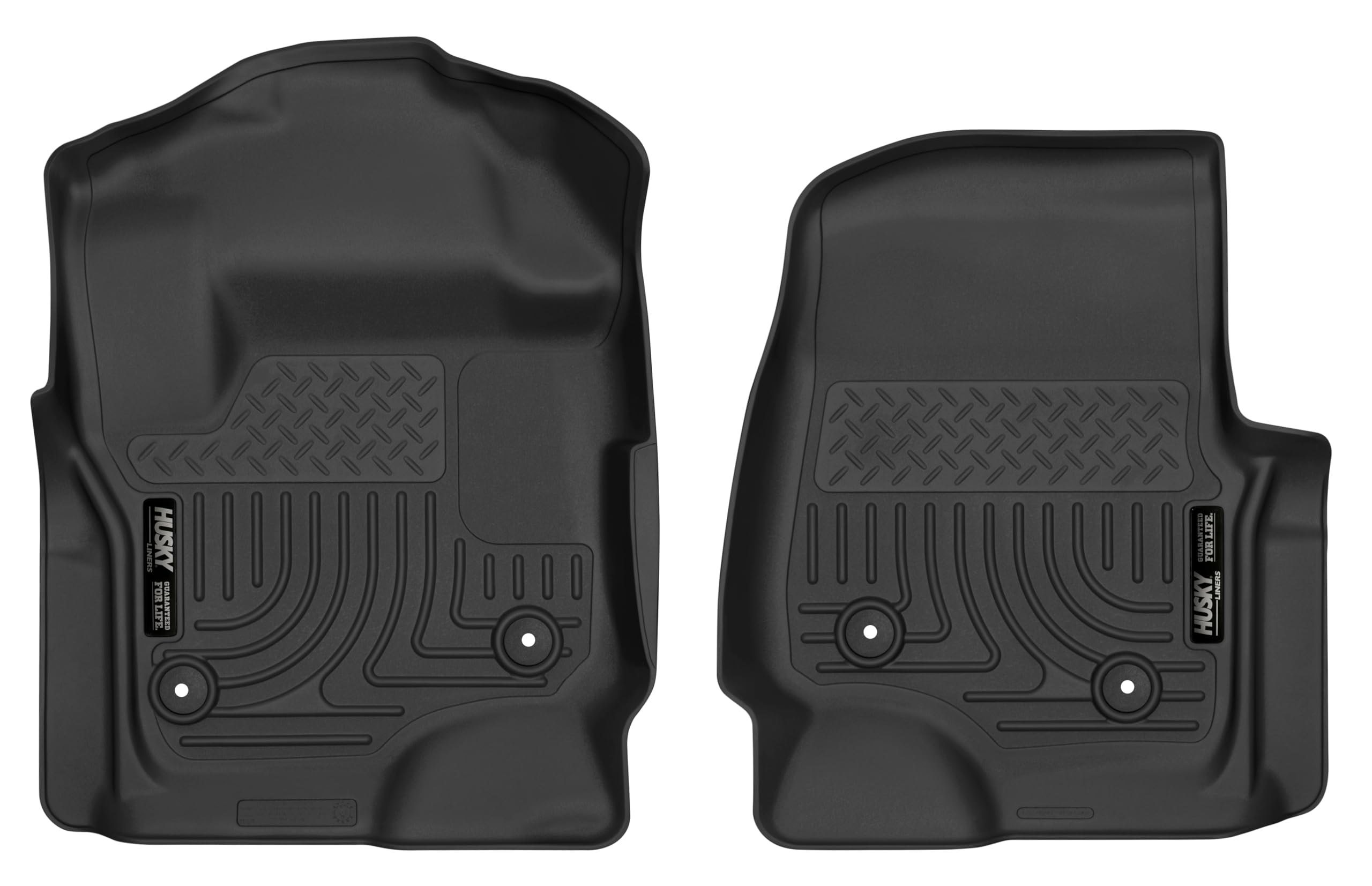 Husky Liners X-act Contour Floor Mats | Fits 2017 - 2026 Ford F-250/F-350/F-450 SD, SuperCrew (Crew Cab) & SuperCab (EXT Cab) | Front Row, 2-pc Black - 52731