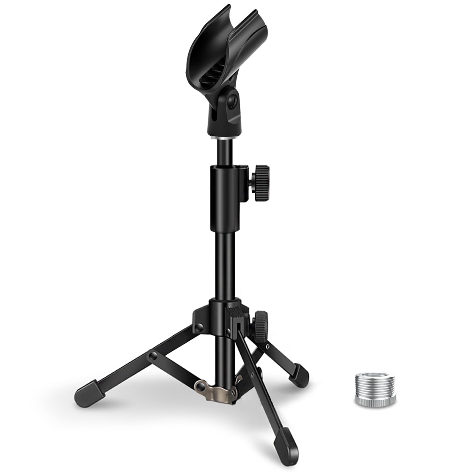 Desk Mic Stand, JCWINY Portable Foldable Microphone Tripod with Mic Clip Holder Adjustable Microphone Stand Desk Table for Blue Yeti Snowball Spark and Other Dynamic Microphones
