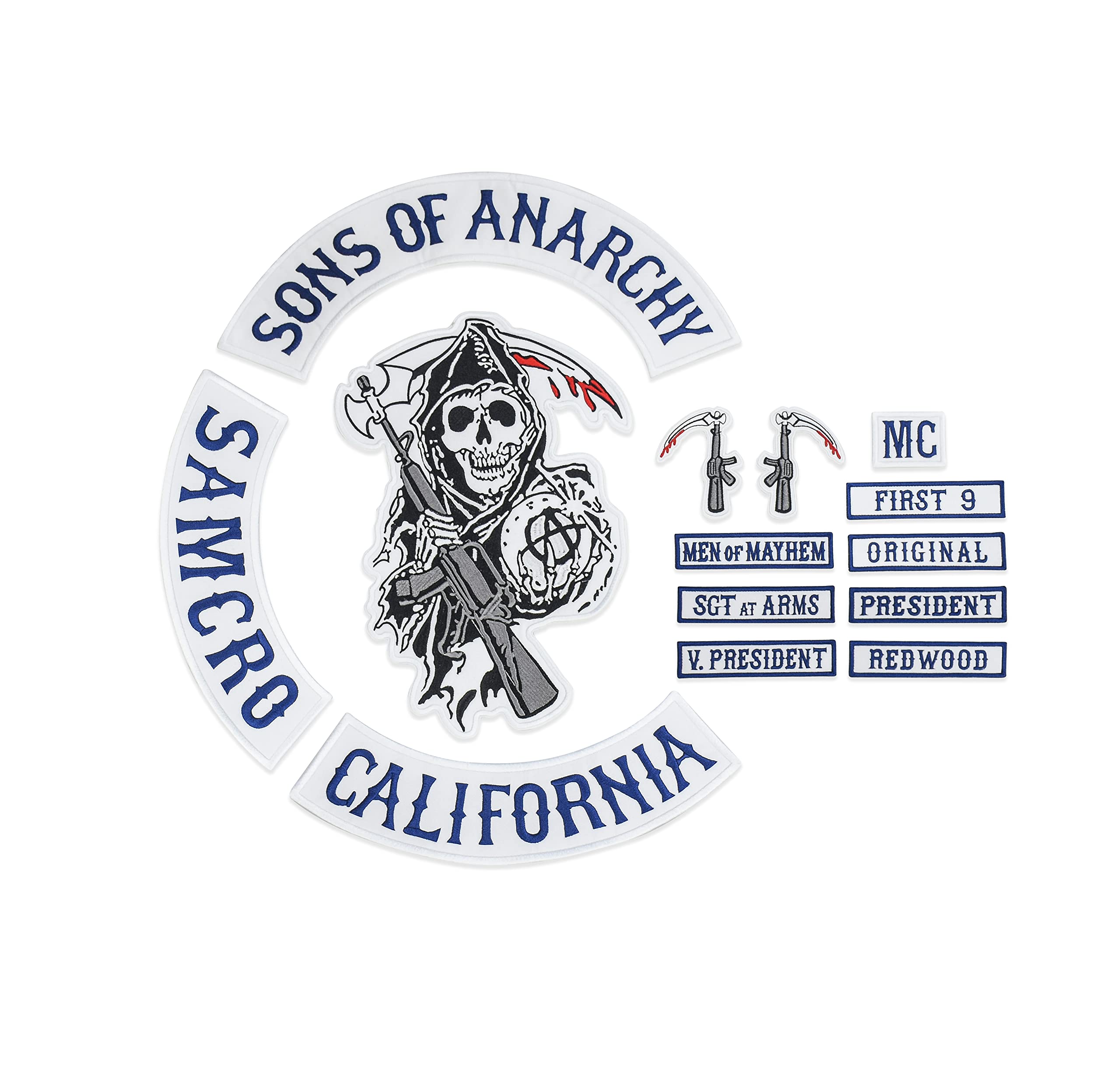 Sons of Patch Anarchy Biker Motorcycle Back Patches Iron On Large Size Embroidered