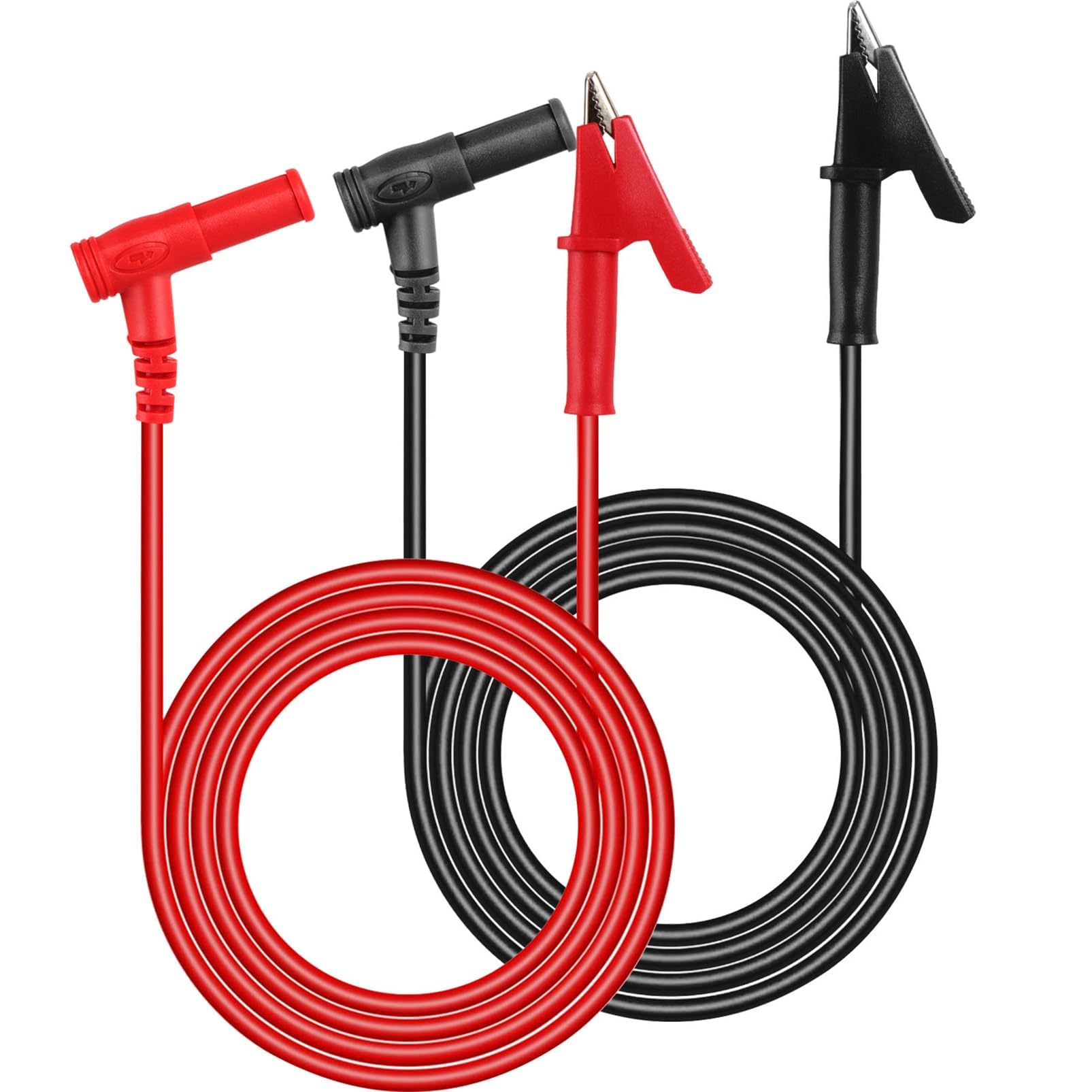 Multimeter Alligator Clips Test Leads,3Ft 600V/1000V Heavy Duty Banana Plug to Alligator Clips for Multimeter Test Leads for Fluke/AstroAI/INNOVA/Klein Meter Tester, Electrical Testing 2PCS