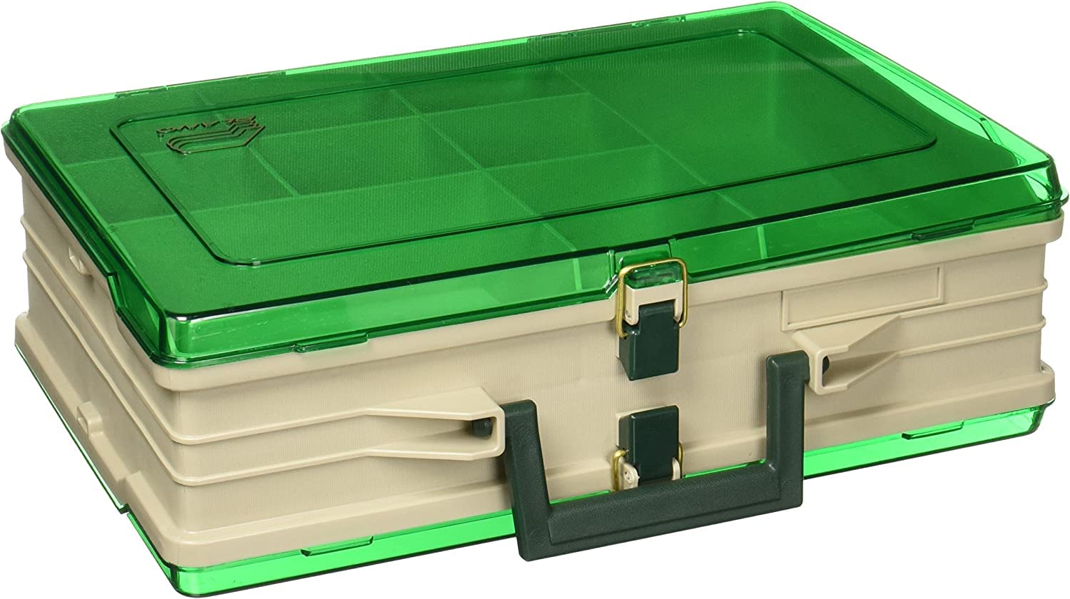 Plano 111906 Double-Sided 19-Compartment Satchel  Sandstone & Green Tackle