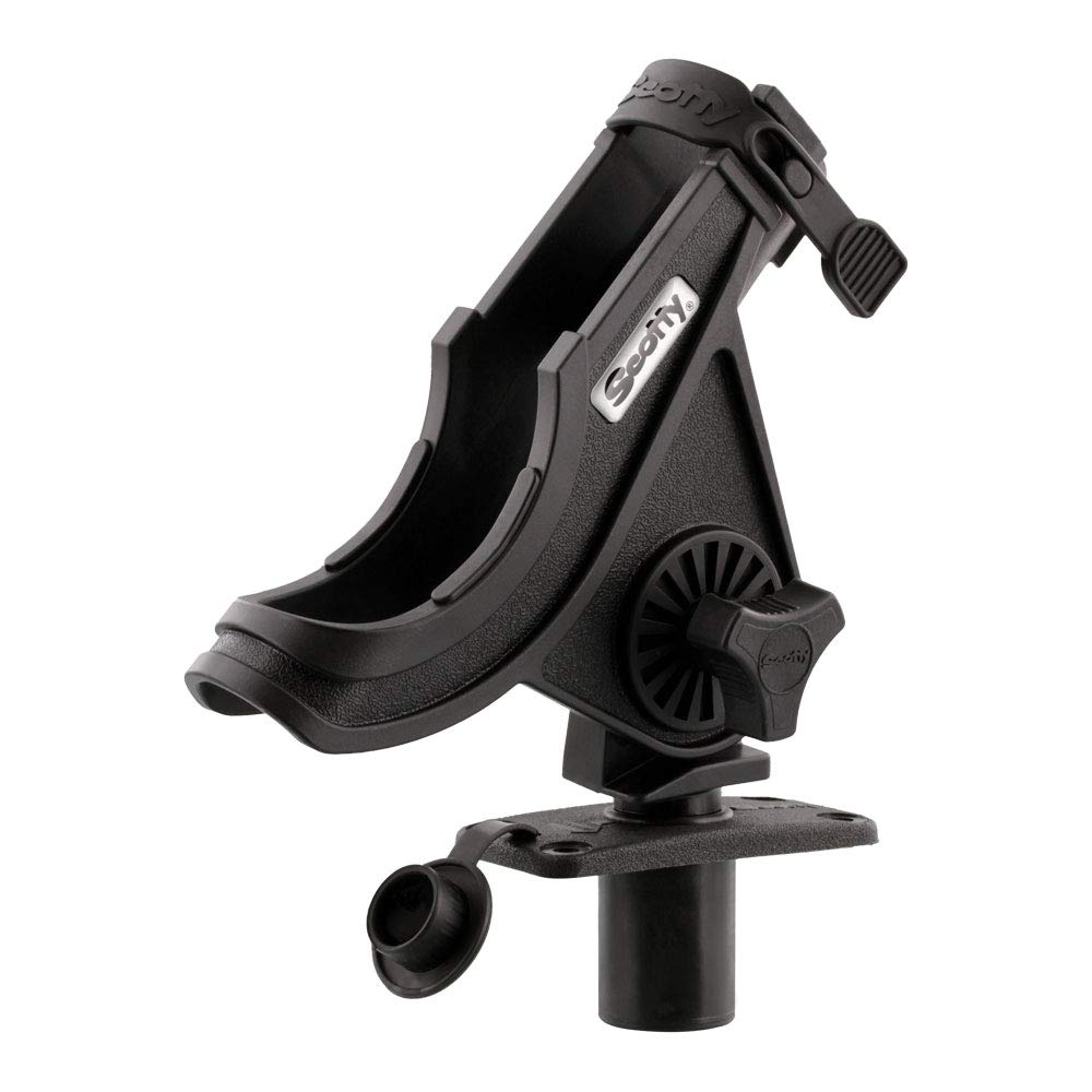 Scotty 0281BK Baitcaster/Spinning Rod Holder with Flush Deck Mount, Black