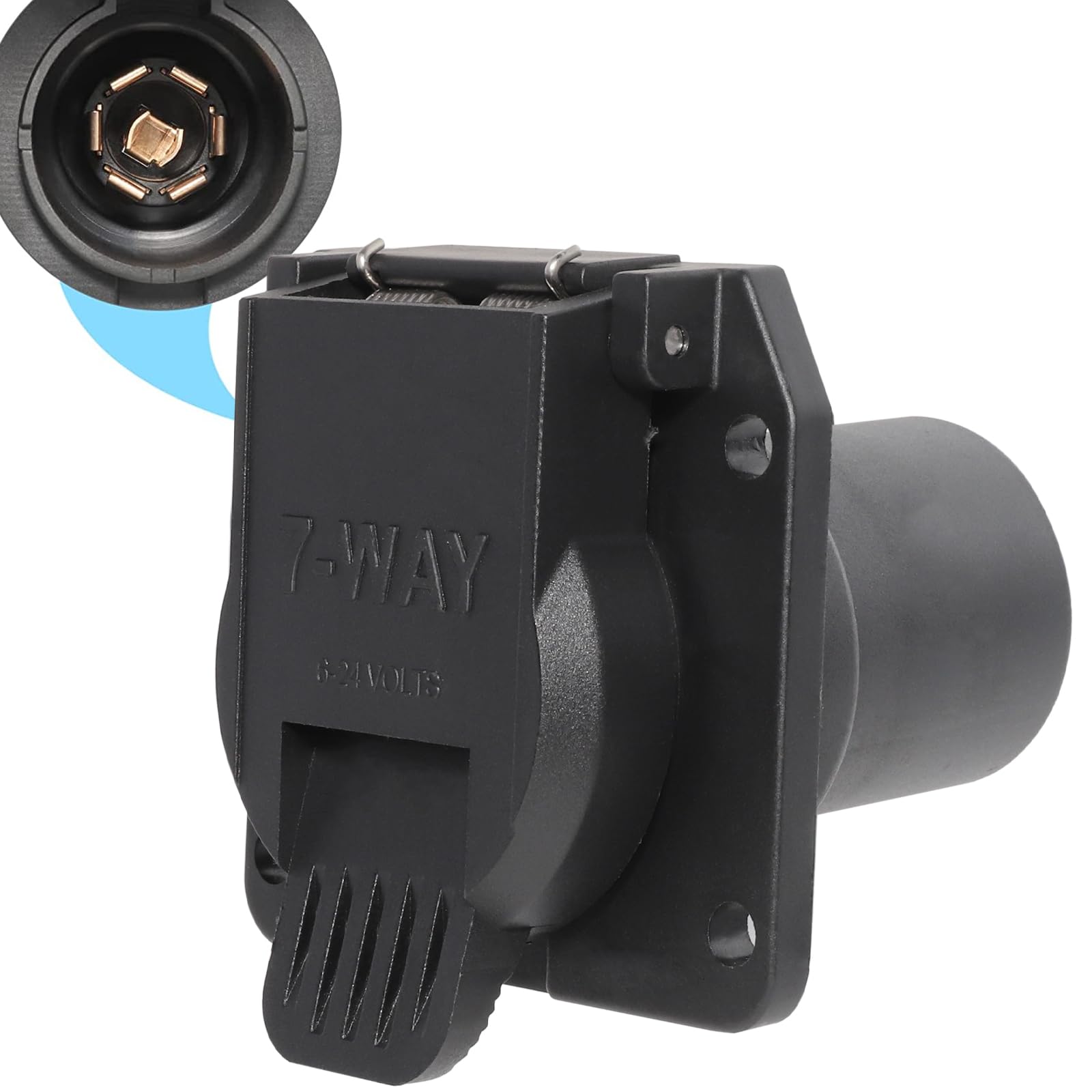 MECMO OEM Style Replacement 7-Way RV Blade Socket, USCAR to 7-Pin Vehicle-Side Female-End Socket for Ford, GMC, Chevy, Dodge, Silverado, Sierra Trailer Plug, Factory 7 Pin & Tow Package Required