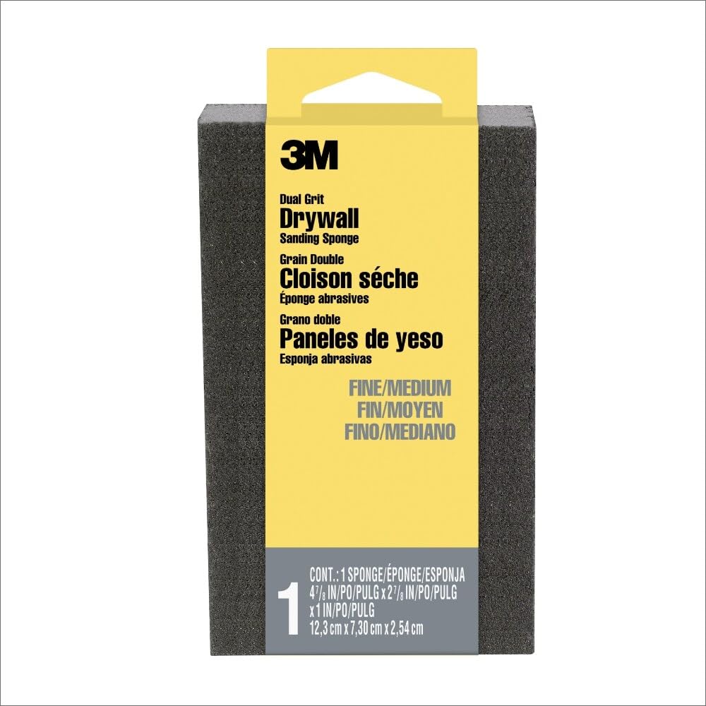 3M Drywall Sanding Sponge, Fine/Medium Grits, 2.63 x 3.75 in