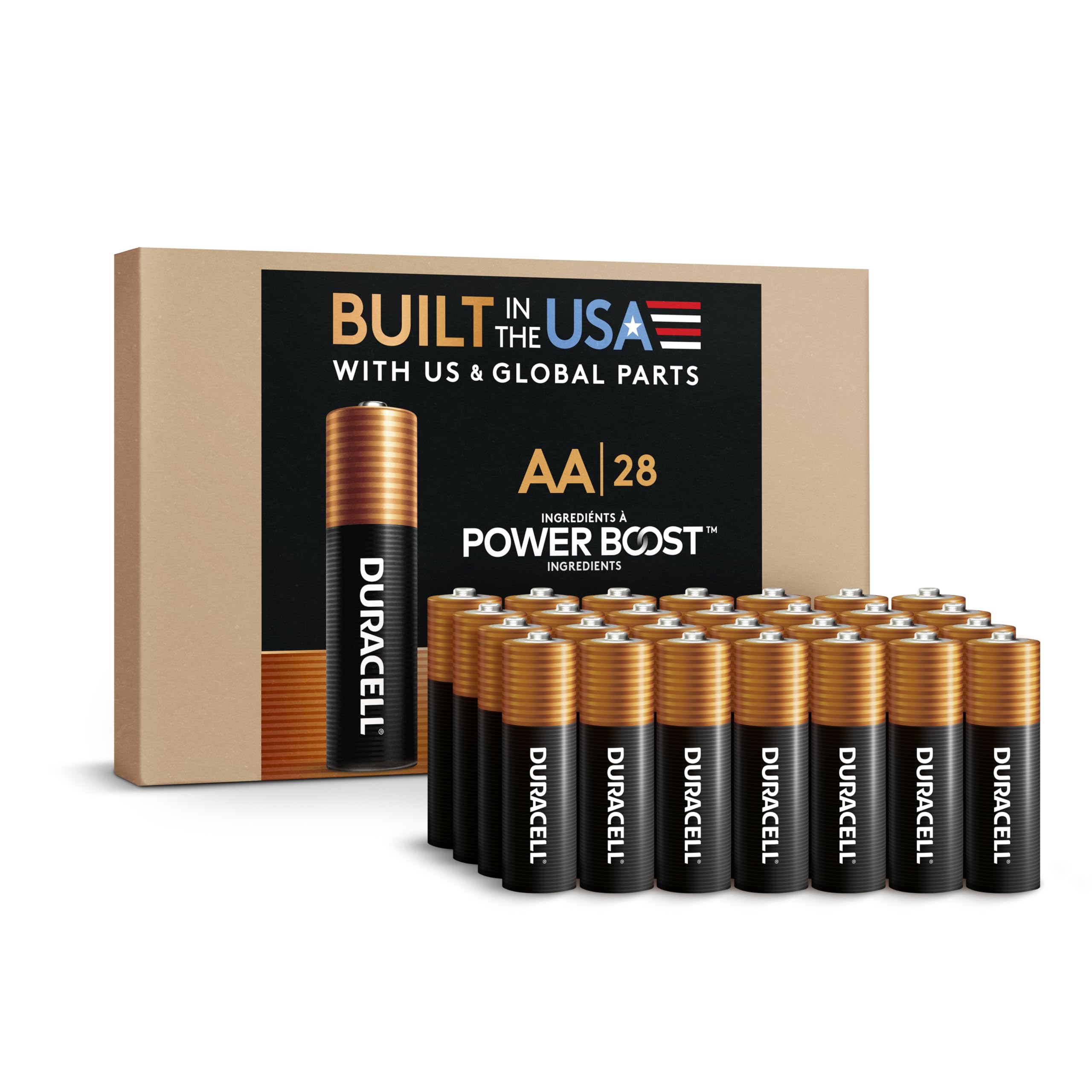 Duracell Coppertop AA Alkaline Batteries with POWER BOOST Ingredients, 28 Count (Pack of 1), Long-Lasting Alkaline in Re-closable Pack for Quick Access and Organized Storage