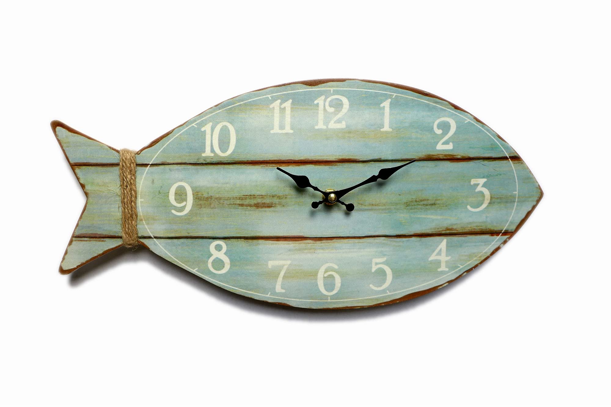 GIFTAYA Fish Beach Wall Clock Silent Non-Ticking Wooden Wall Clocks Ocean Sea Theme