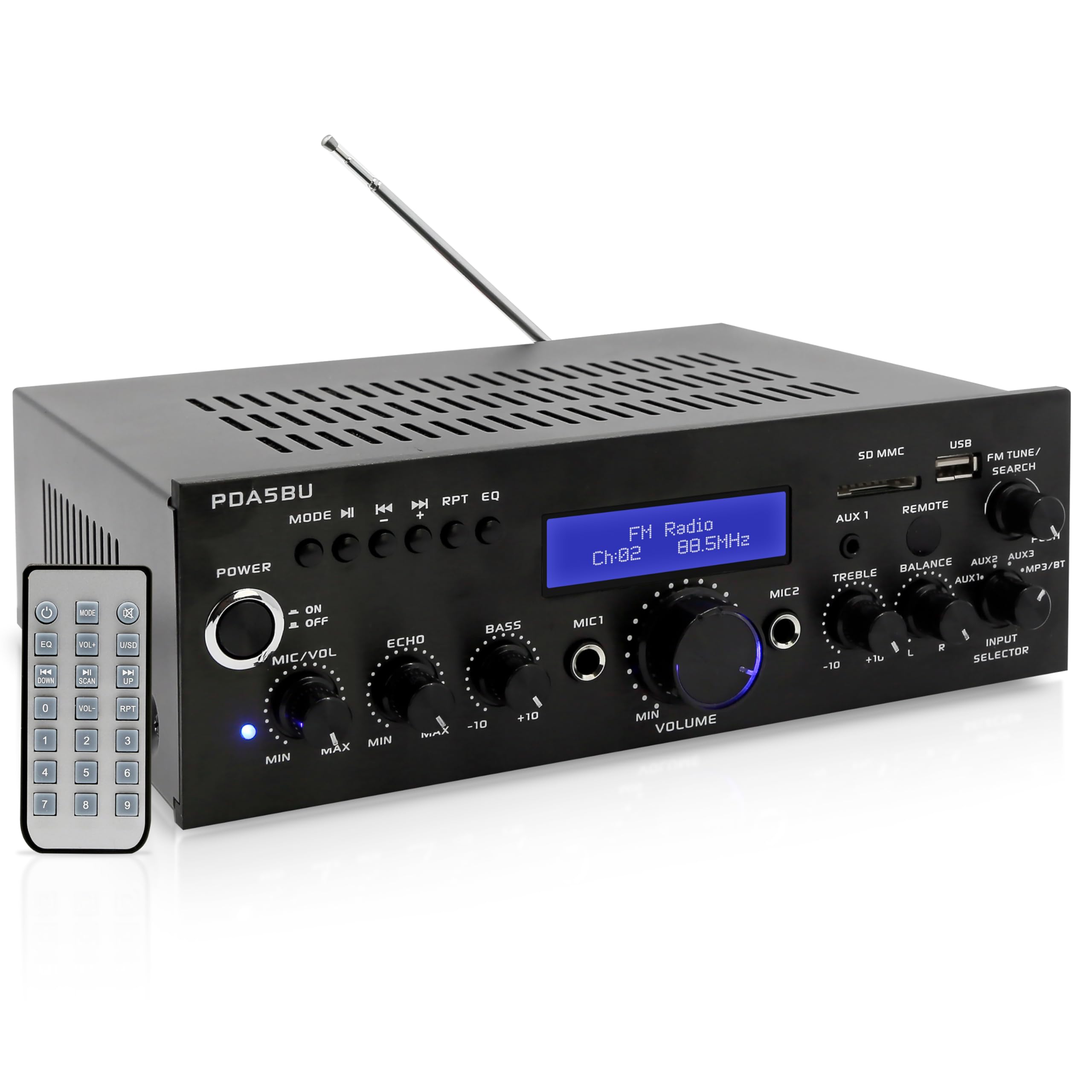 Pyle PDA5BU 200W Bluetooth Stereo Amplifier Receiver w/Remote Control & FM Ant.