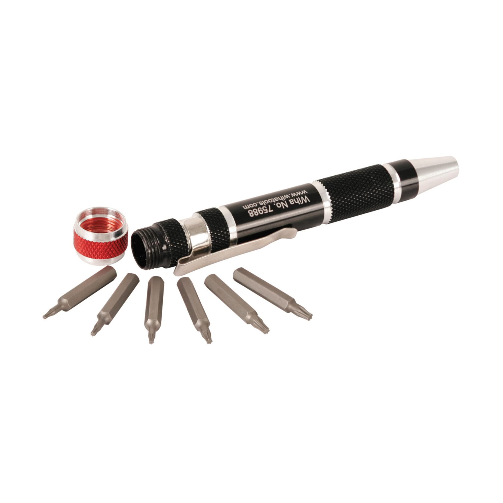 Wiha 75985 Micro Bit Holder w/Handle Storage Torx & Pocket Clip - 7pc Set