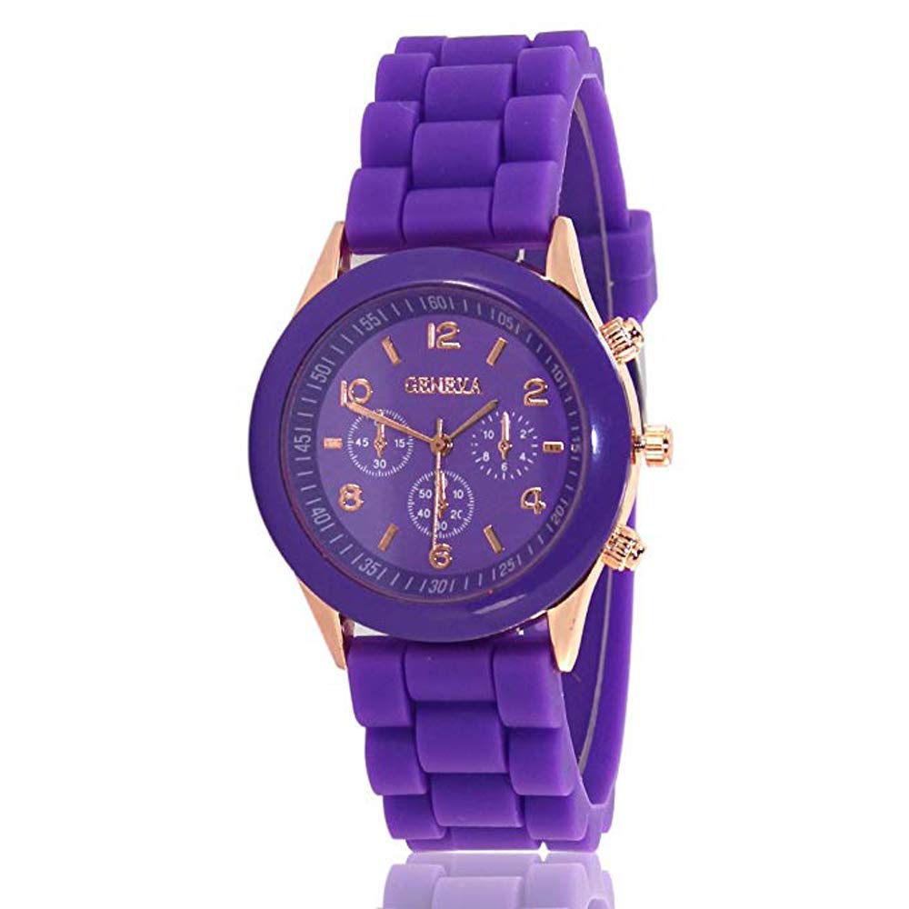 CdyBox Women Men Ladies Fashion Luxury Silicone Quartz Watch Unisex Jelly Wrist Watch (Purple)