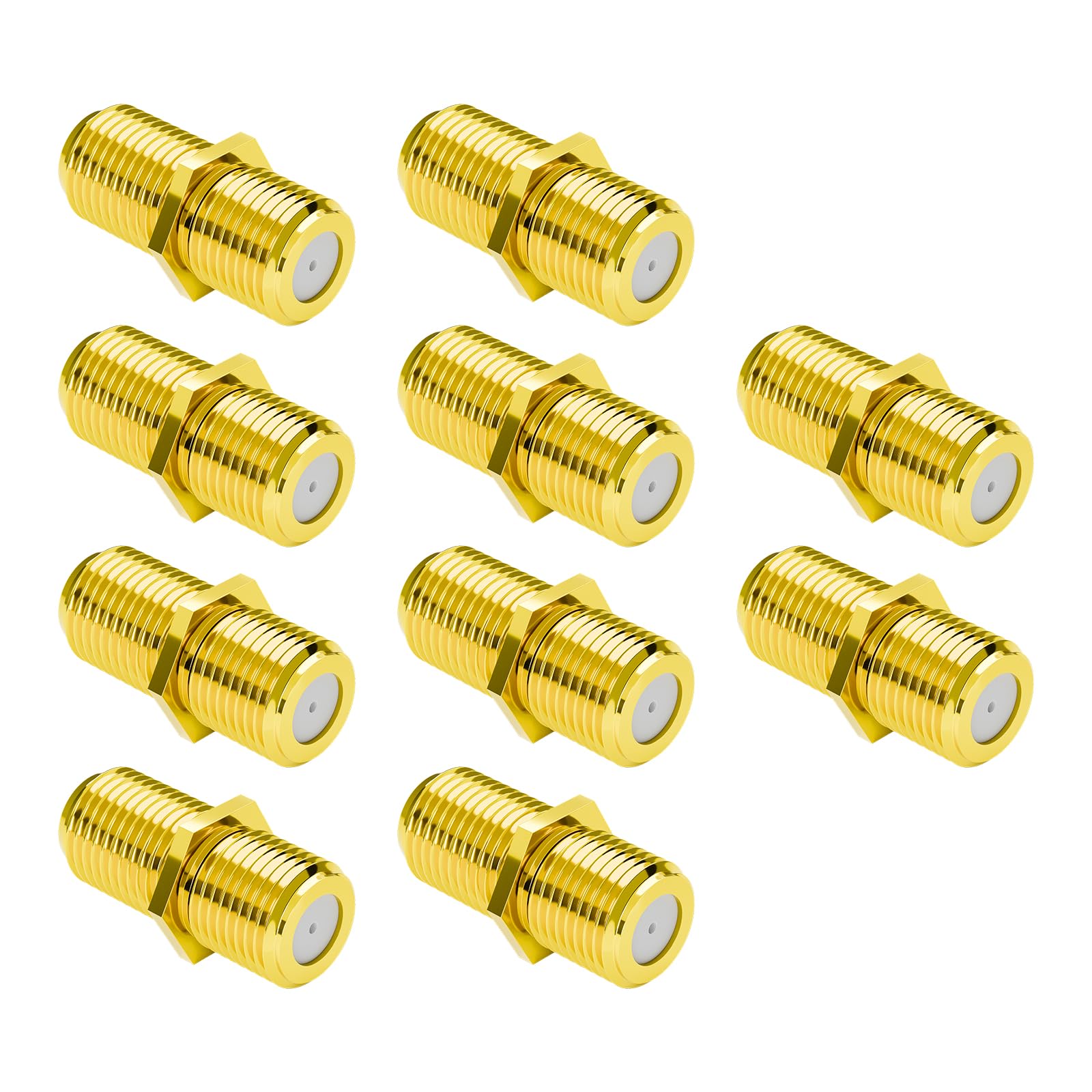 VCE Coaxial Cable Connector, RG6 F-Type Gold Plated Adapter Female to Female Coax Extender TV Cables, 10-Pack