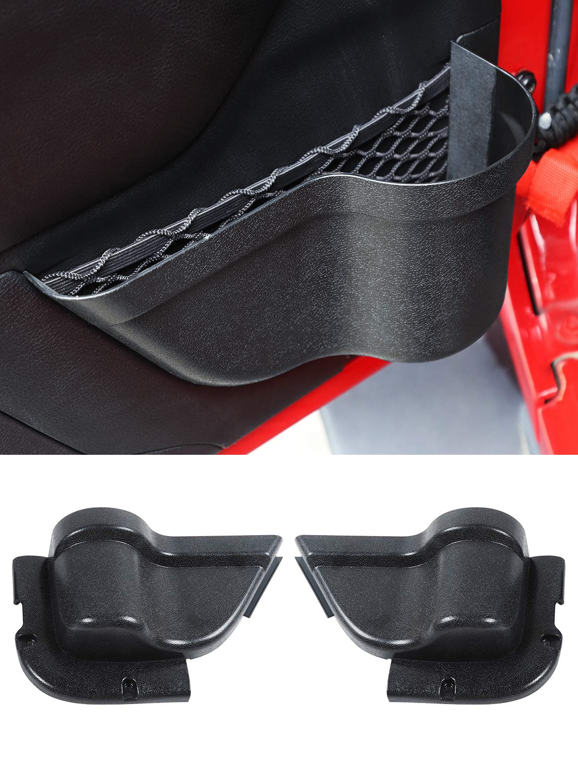 Savadicar DP3 Front Door Storage Pockets, Door Side Insert Organizer Box for 2011-2018 Jeep Wrangler JK JKU 2/4 Door, Interior Storage Expansion Accessories, Black, 2 PCs