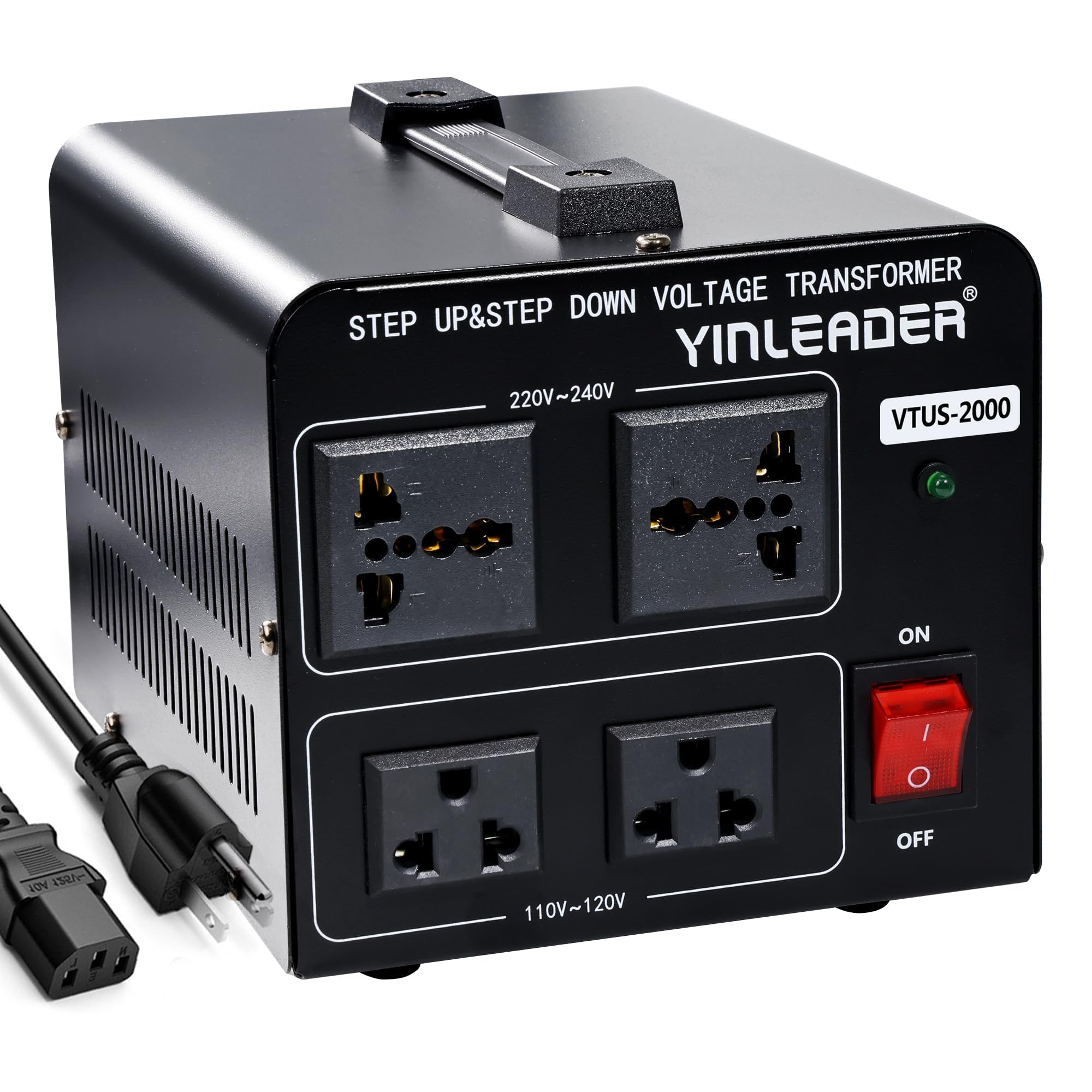 Yinleader 110V to 220V Voltage Converter Transformer 2000W Step Up/Down 110/120 Volt - 220/240 Volt Converter