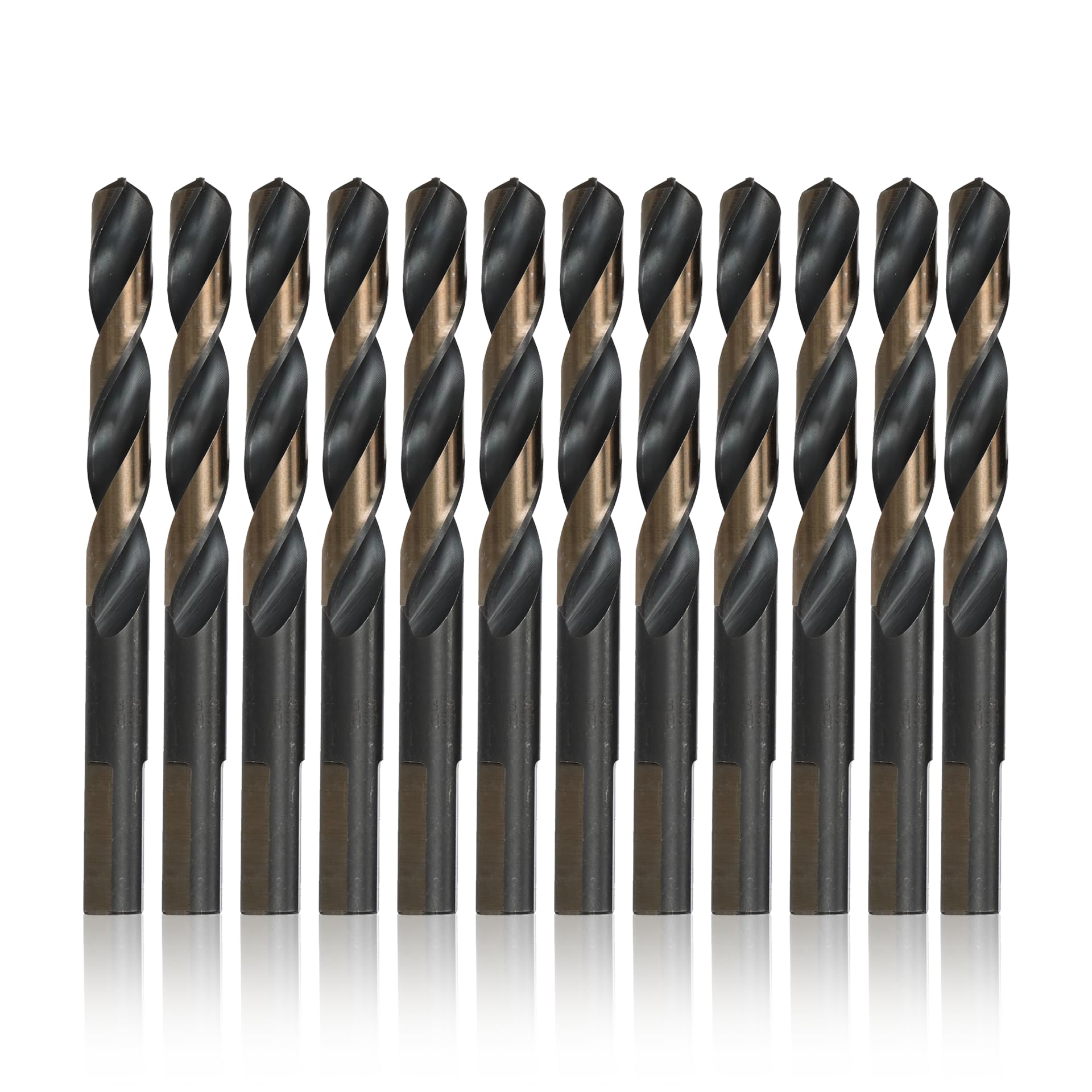 Drill America - KFDML5/32P12 5/32" High Speed Steel Black & Gold KFD Split Point Drill Bit with 3-Flat Shank (Pack of 12), KFDML Series