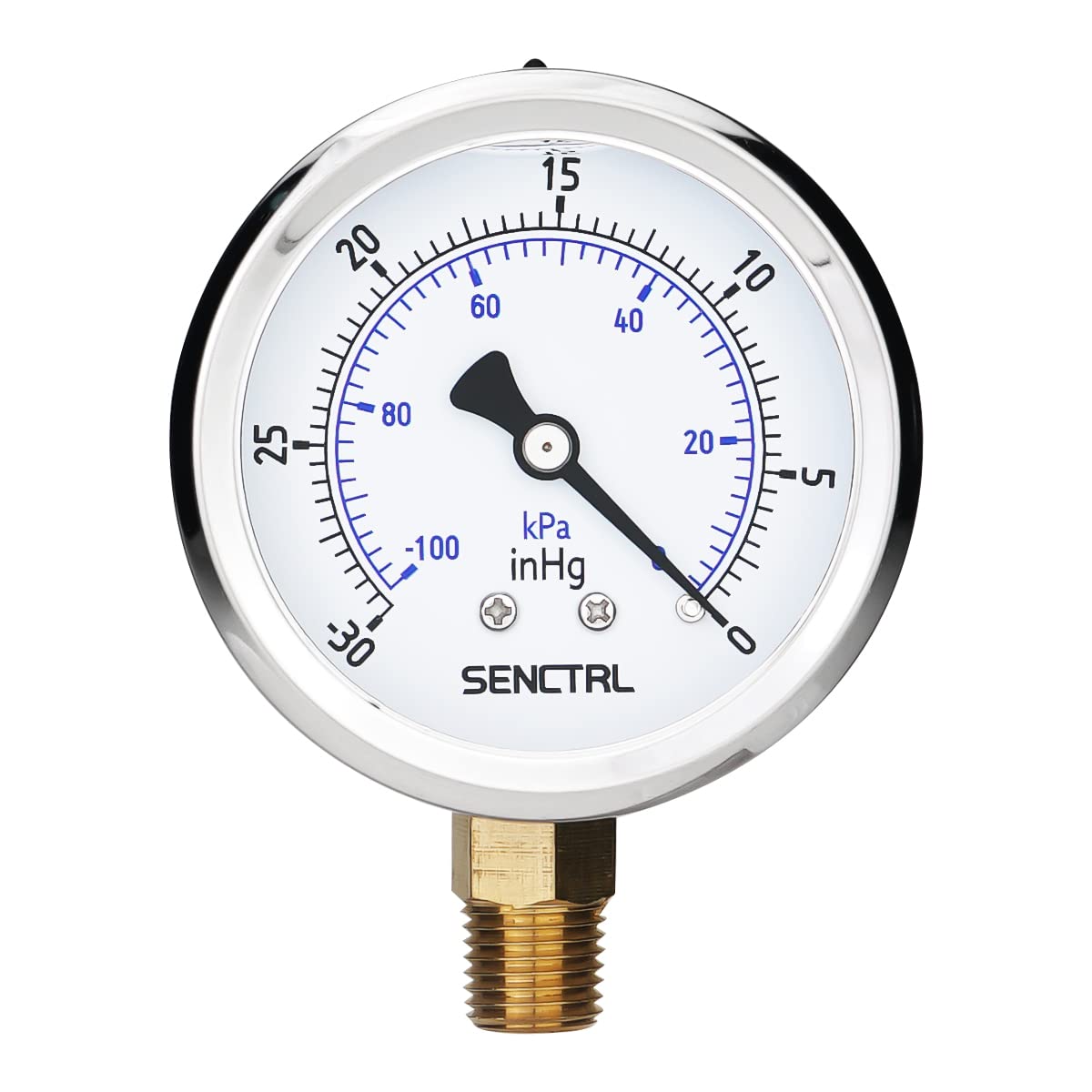 SENCTRL 30 inHg Vacuum Liquid Filled Low Pressure Gauge