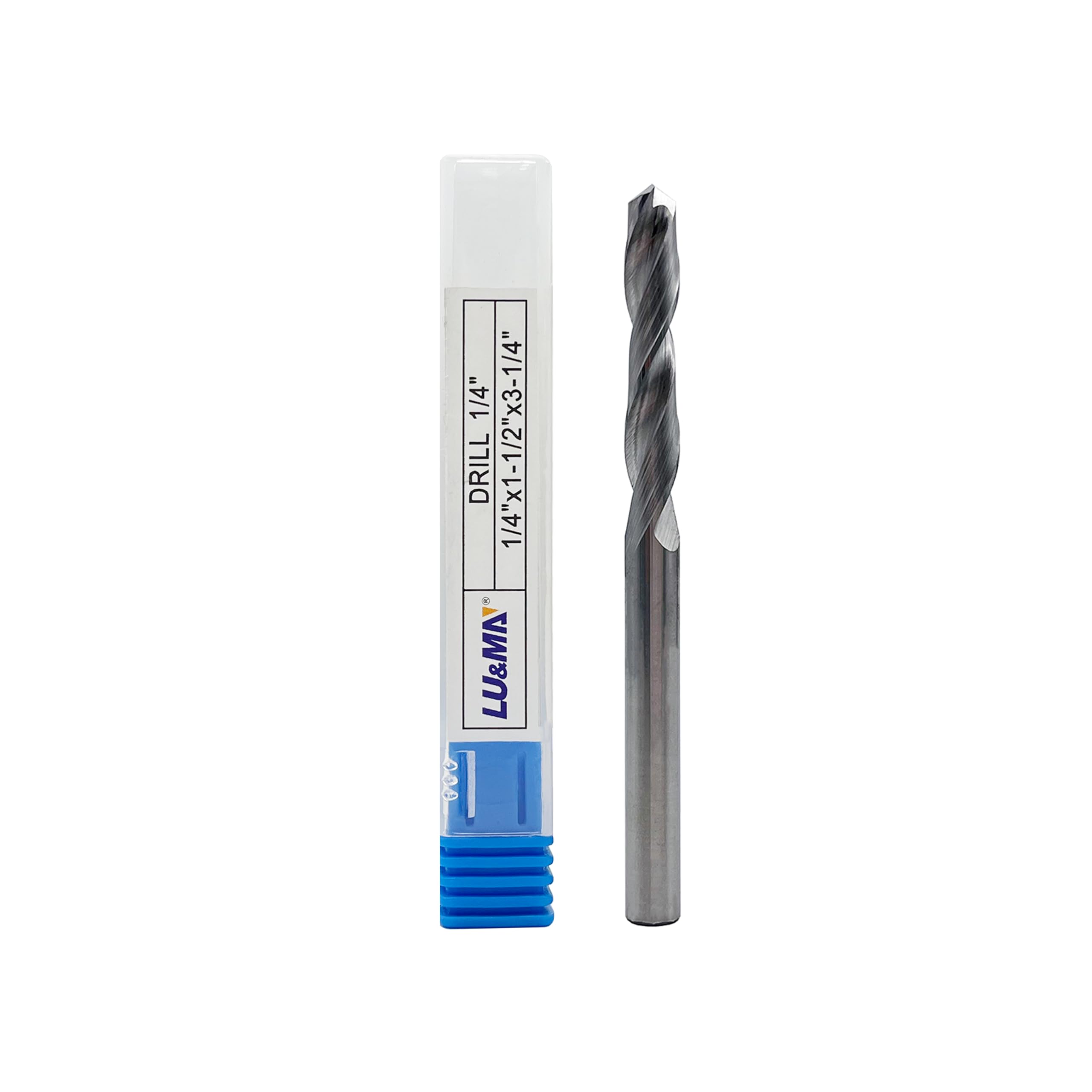LU&MN Solid Carbide Jobber Drill Bit with Bright Finish-118° Split Point for Industrial Use on Cast Iron, Stainless Steel, Aluminum, etc.-1/4" Dia, 1 Pcs