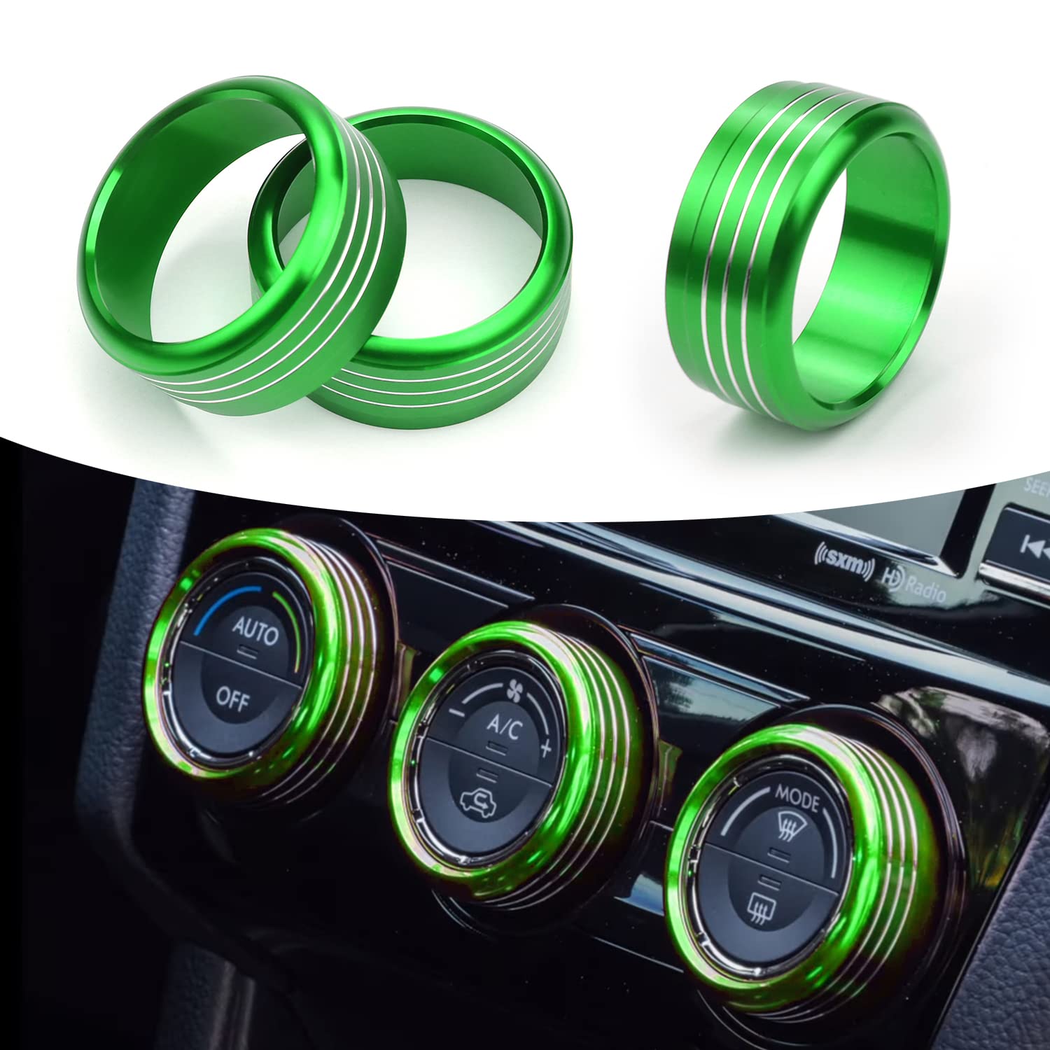 For Subaru AC Knob Cover Accessory Center Console Switch Volume Temp Control Button Ring Trim Compatible with Forester 2014-2018, Crosstrek XV 2013-2017,Impreza 2014-2016,WRX/STi 2015-2020 Green 3 PCS