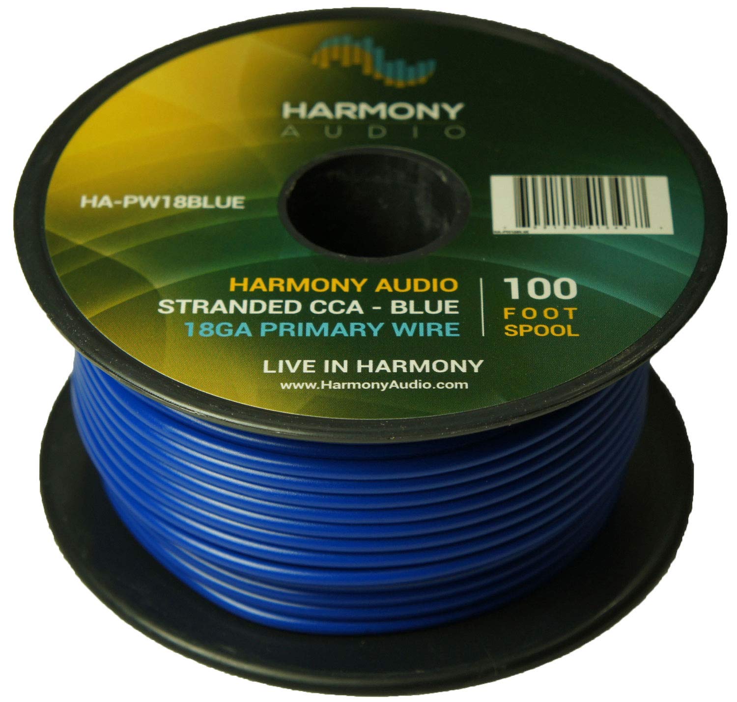 Harmony Audio HA-PW18BLUE Primary Single Conductor 18 Gauge Blue Power or Ground Wire Roll 100 Feet Cable for Car Audio/Trailer/Model Train/Remote