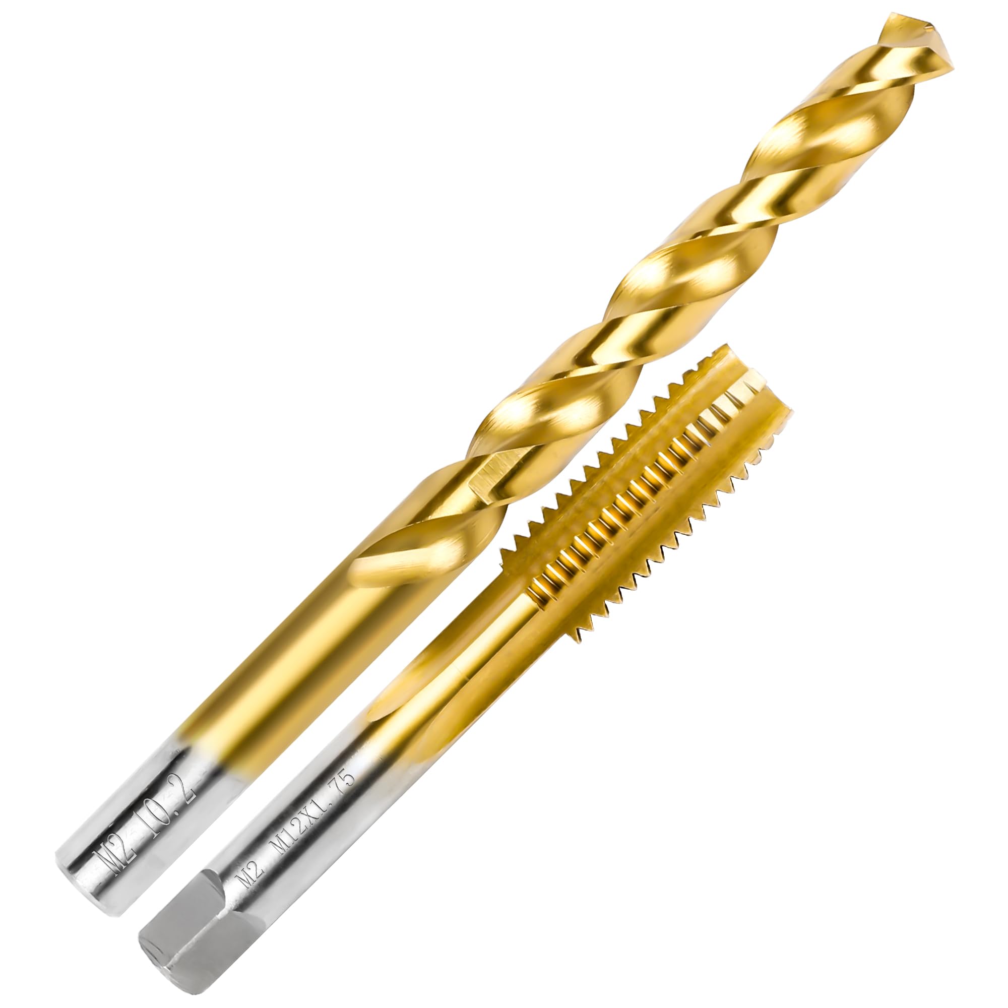 M12x1.75 Tap and 10.2mm Drill Bit for Metal,M2 HSS Metric Drill and Tap Set