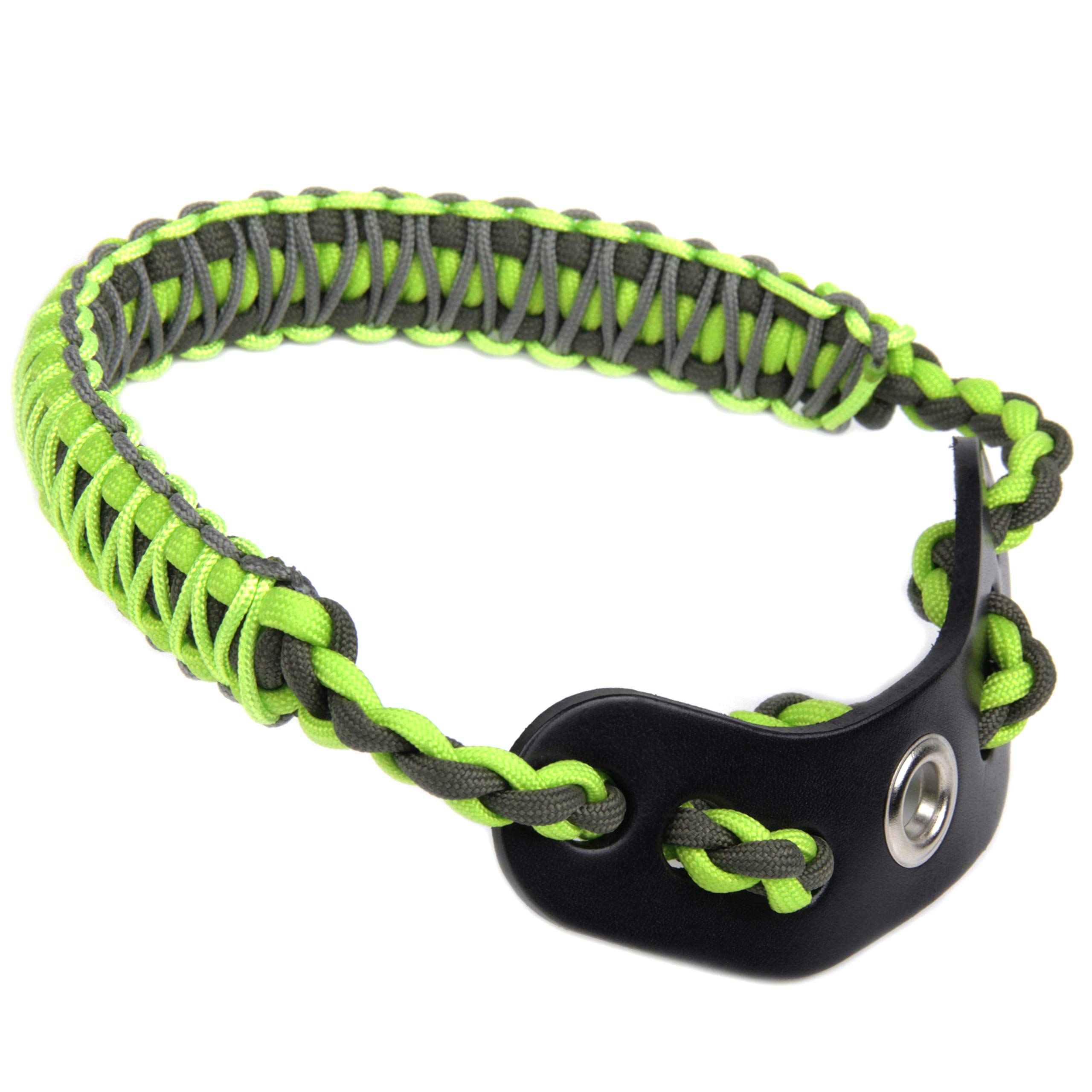 SUNYA Archery Bow Wrist Sling, 550 Paracord Strap Comfortable on Hand.100% Full Grain Leather Yoke, Multiple Camo Colors.Fit Compound Bow Stabilizer & Recurve. (Grey Green)