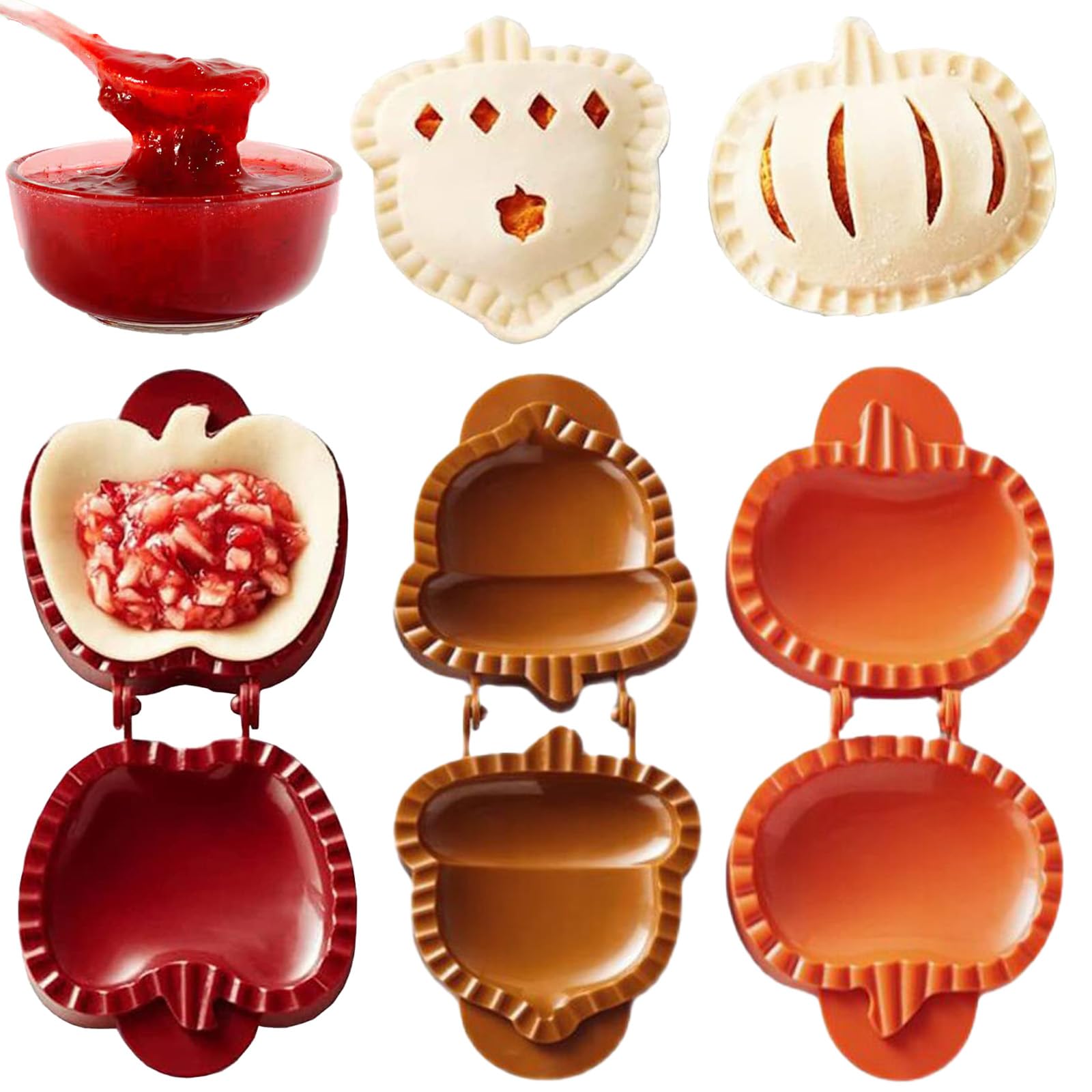 Dough Presser Pocket，Mini Pie Molds,One-Handed Cookie Maker, 3 Shape Christmas Handmade Pie Molds. (Autumn hand-dispatched)