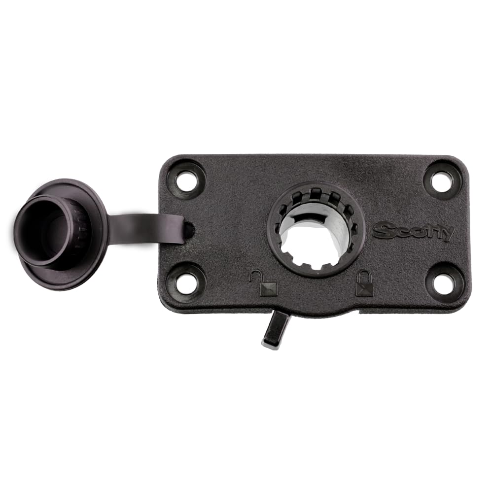Scotty #244L-BK Locking Flush Deck Mount w/ Rain Cap (Black)
