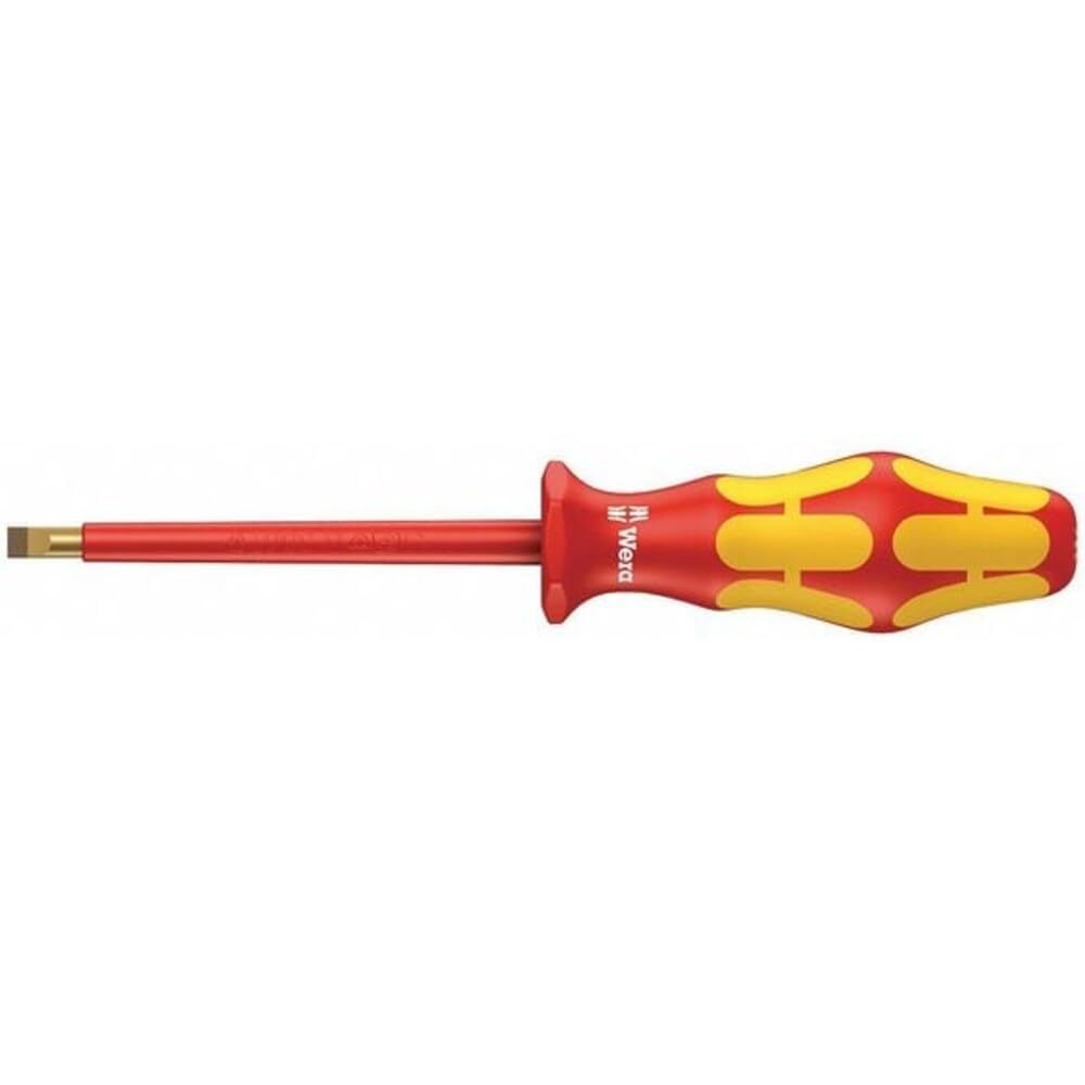 Wera 05006125001 Kraftform Plus VDE 160i Slotted Insulated Screwdriver, Lasertip, 6.5mm Head, 6" Blade Length