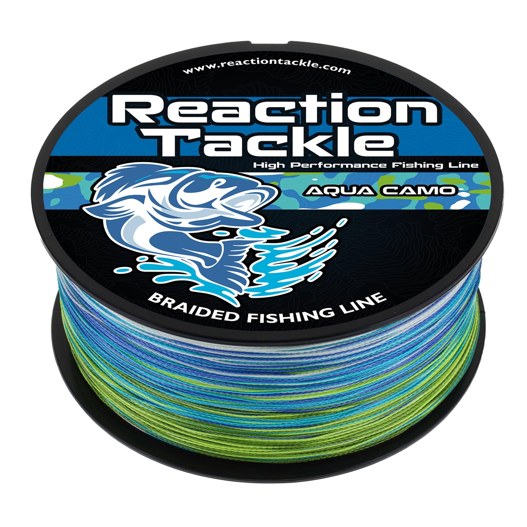 Reaction Tackle Braided Fishing Line - Pro Grade Power Performance for Saltwater or Freshwater Fish - Colored Fishing Line Braid for Extra Visibility - Camo Aqua 15 Lb (150 Yards)