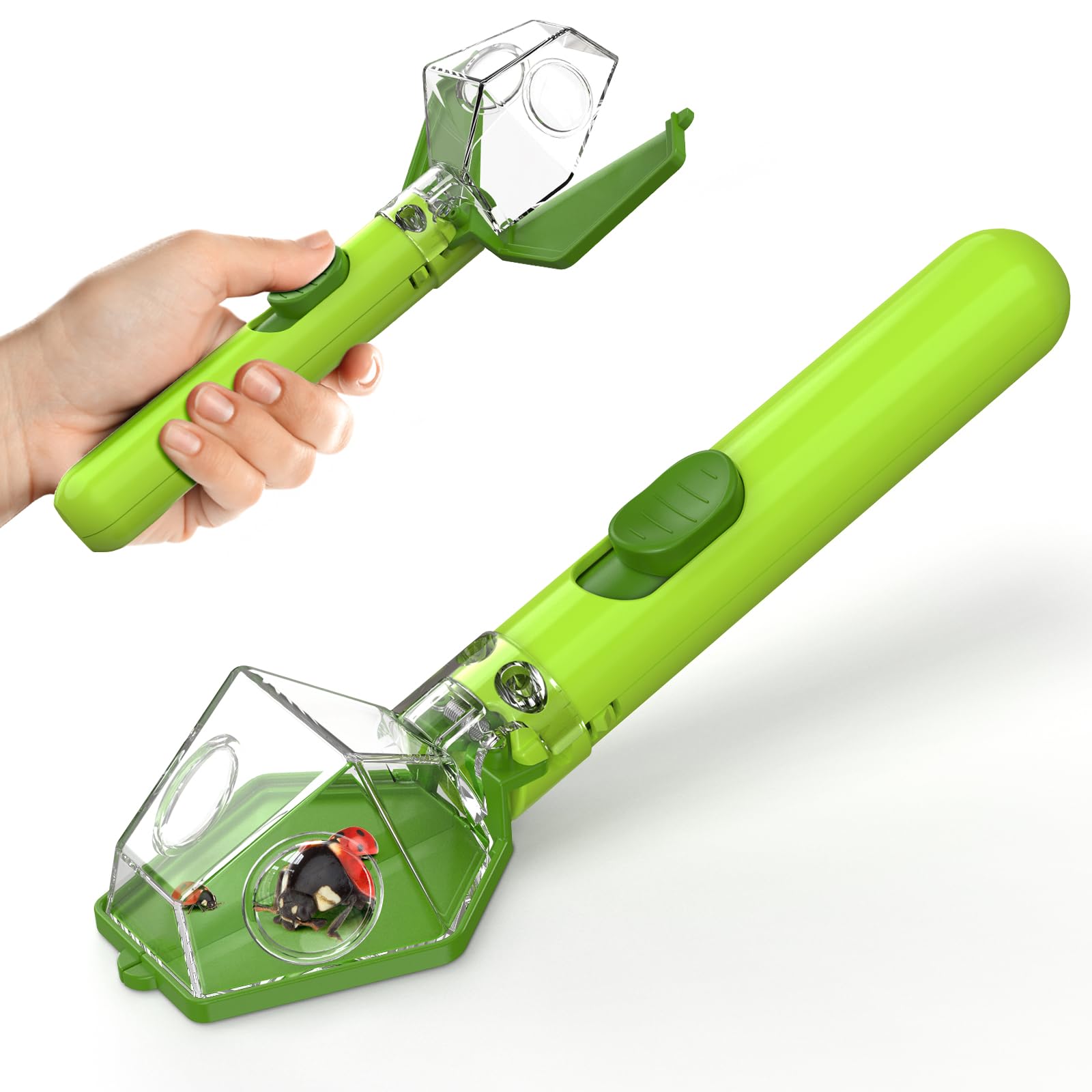 Bug Catcher for Kids, Insect Trap Kit with 6X Magnifier Glass - STEM Educational Exploration Tool for Indoor and Outdoor,Christmas Birthday Gifts Toys for Adults, Boys, and Girls, Green
