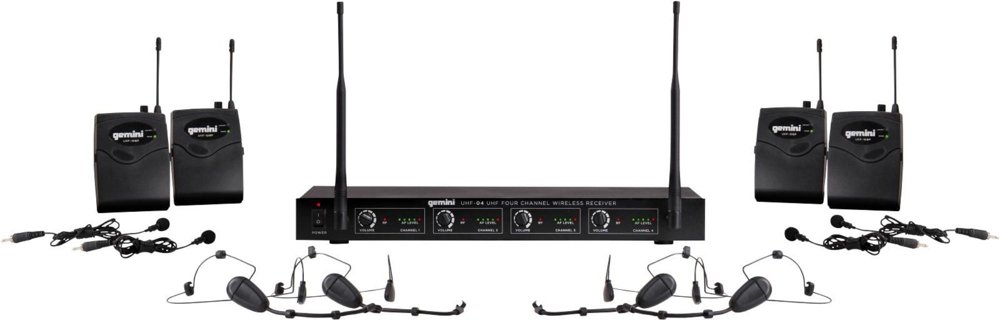 Gemini UHF-04HL-S1234 4-Channel Headset/Lavalier Wireless Mic System