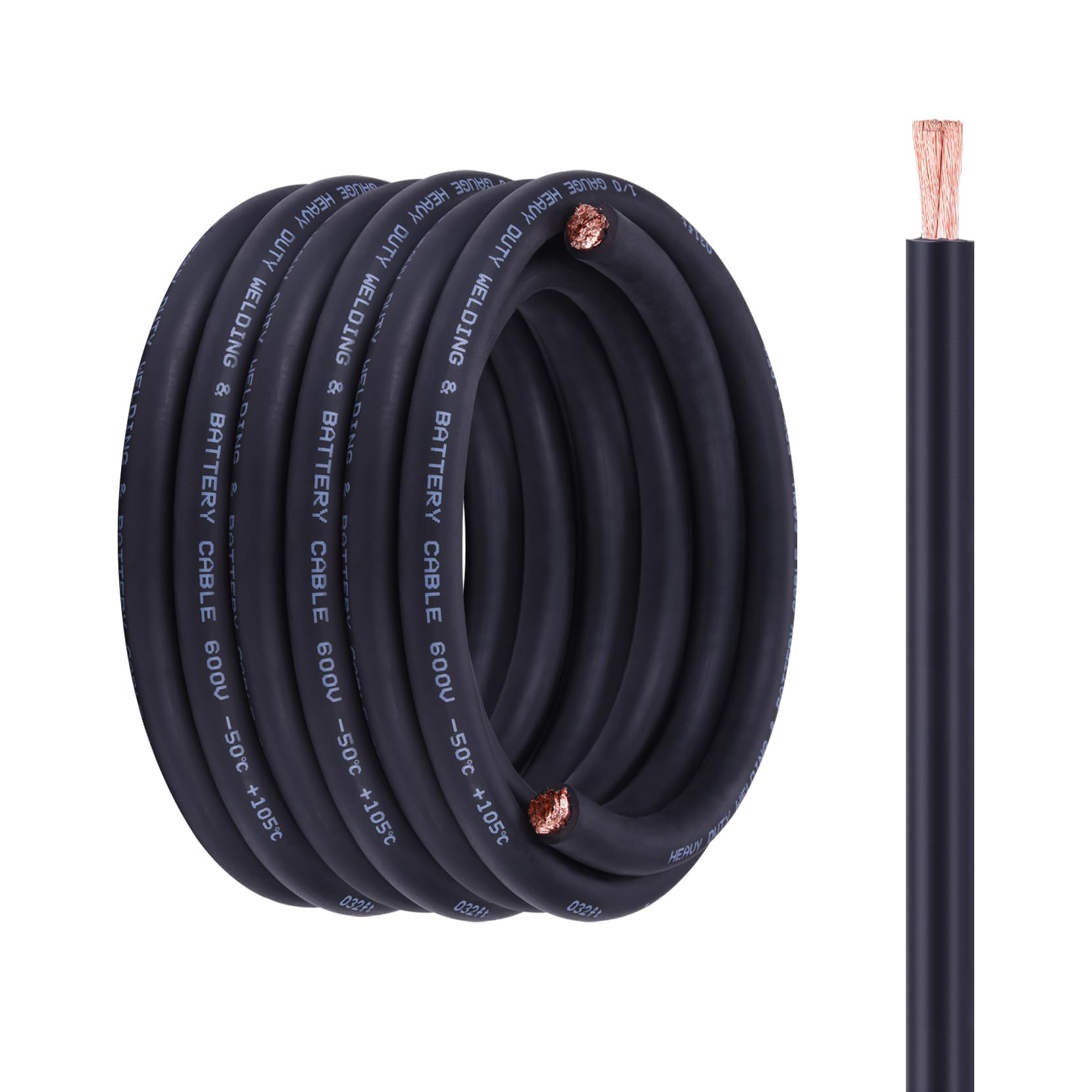 Geosiry 1/0 Battery Cable, 1/0 Wire 30FT Black for Auto Marine Solar