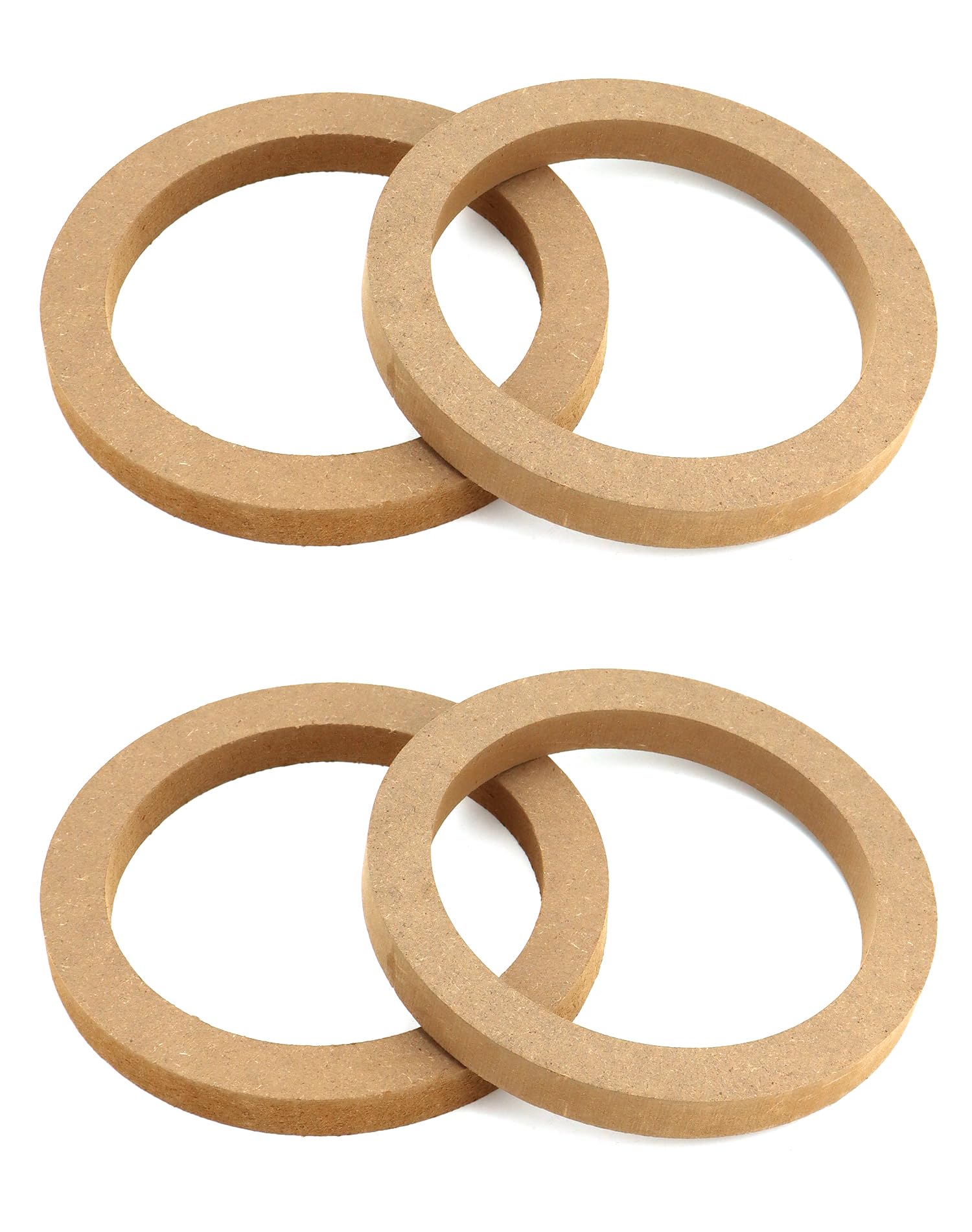 QWORK Wooden Speaker Spacer Rings, 4 Pcs 6.5" Car MDF Speaker Ring, MDF Tweeter Wood Rings for 6.5 Inch Speakers