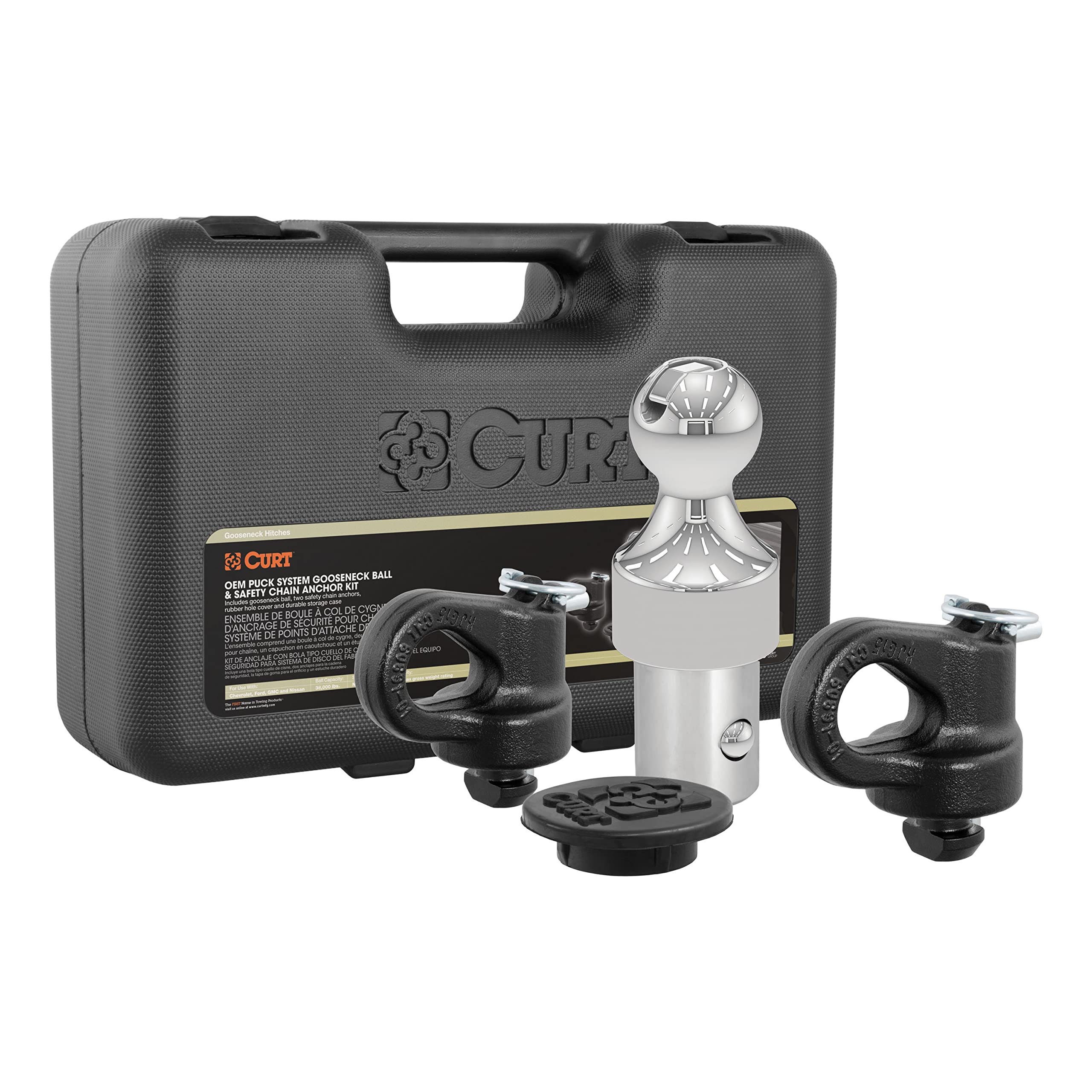 CURT 60639 OEM Puck System Gooseneck Hitch Kit for Chevrolet, Ford, GMC, Nissan Trucks, 38,000 lbs. GTW, 2-5/16-Inch Ball, Pucks Required