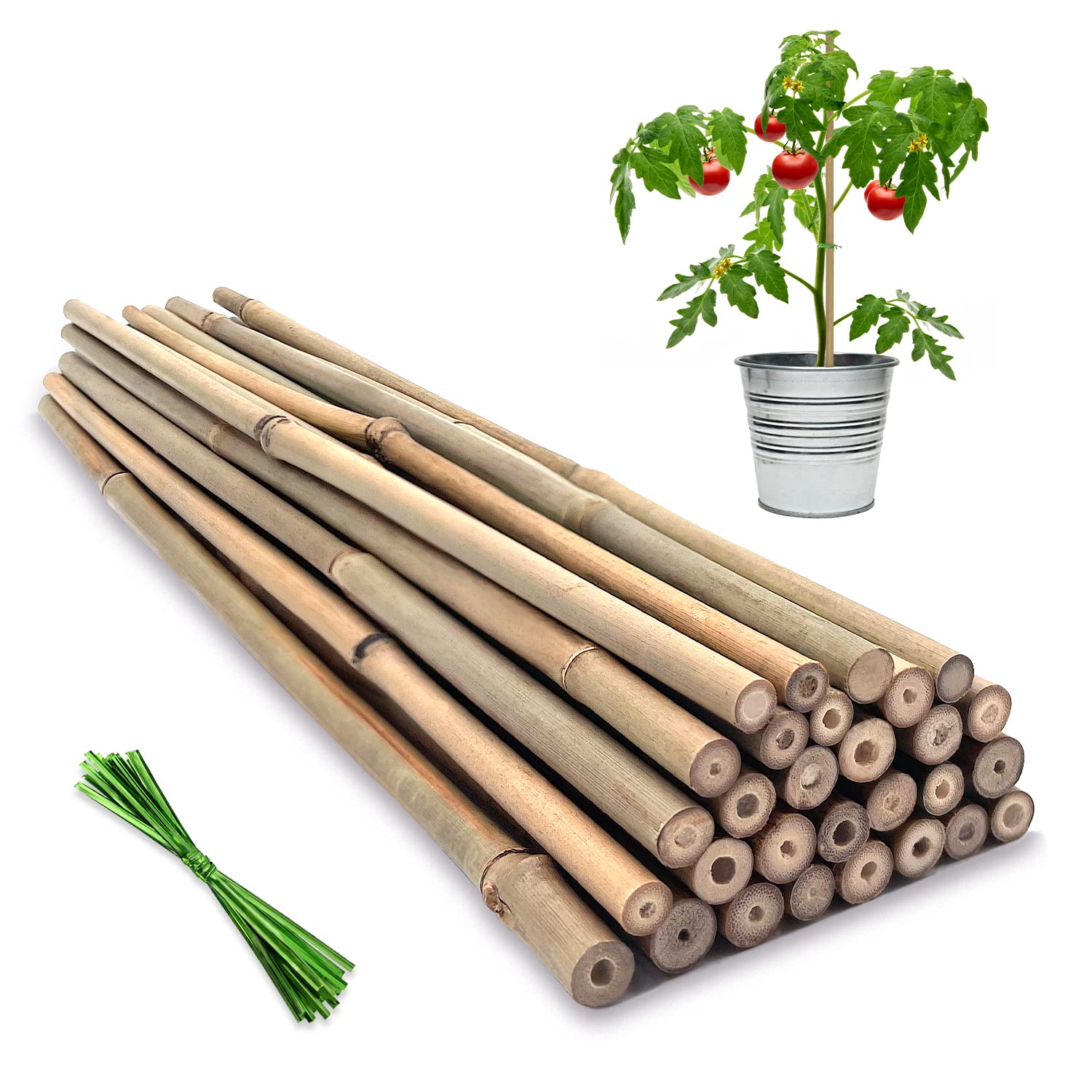 Plant Stakes,18IN Natural Garden Bamboo Sticks, 20Pcs Plant Support Stakes