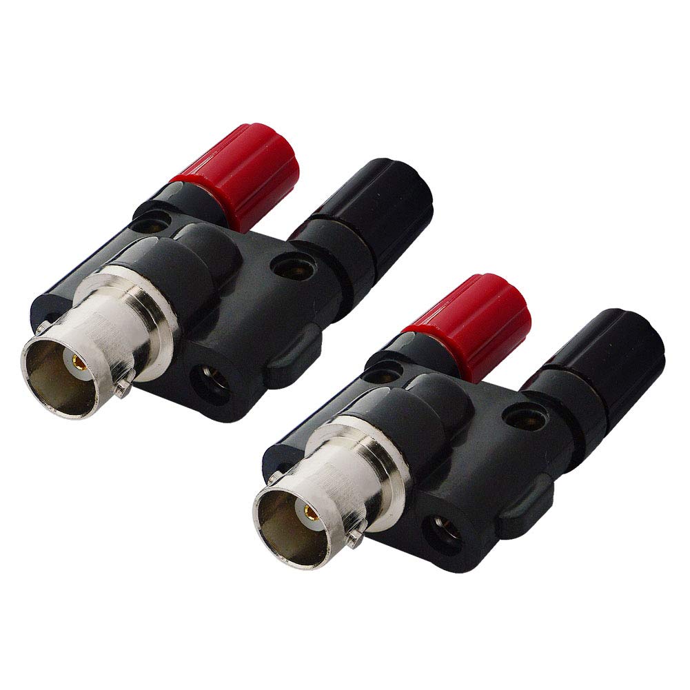 BNC Female to Dual Banana Female Jack Adapter Socket Binding Post 2 Pack