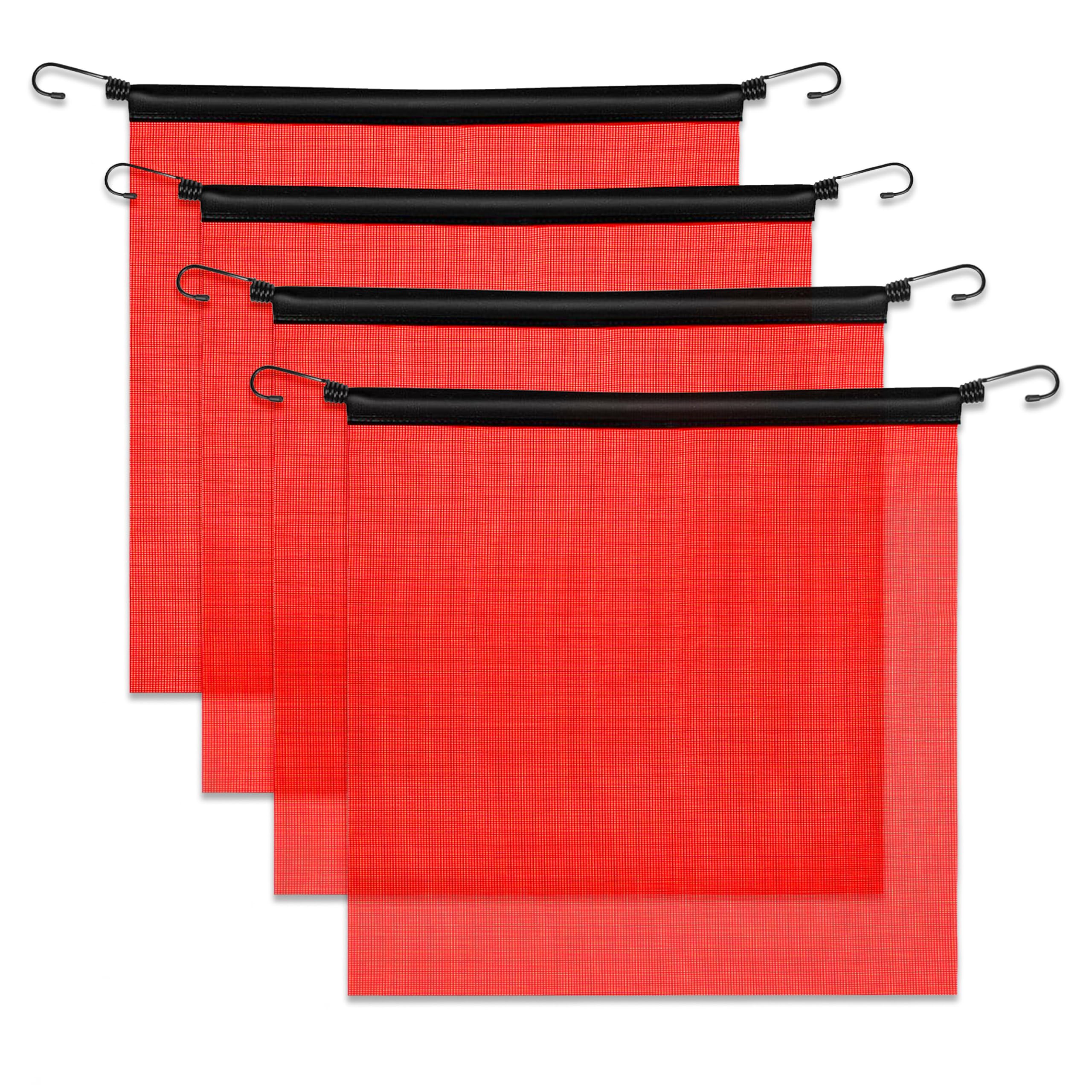 Red Flag for Truck Loads, 18x18 Mesh Oversize Load Flags, 4 Pack