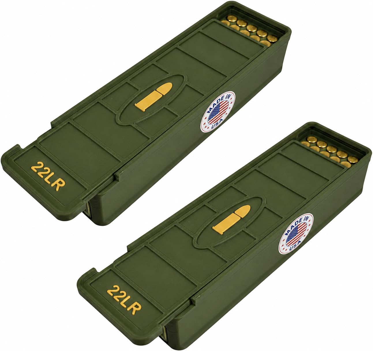 Ten Point Gear 22LR Ammo Box 100 Round (2 Pack) Stackable Ammo Storage Case Organizer for .22 Long Rifle Ammunition with Secure Lid – Durable Ammo Holder Made in USA