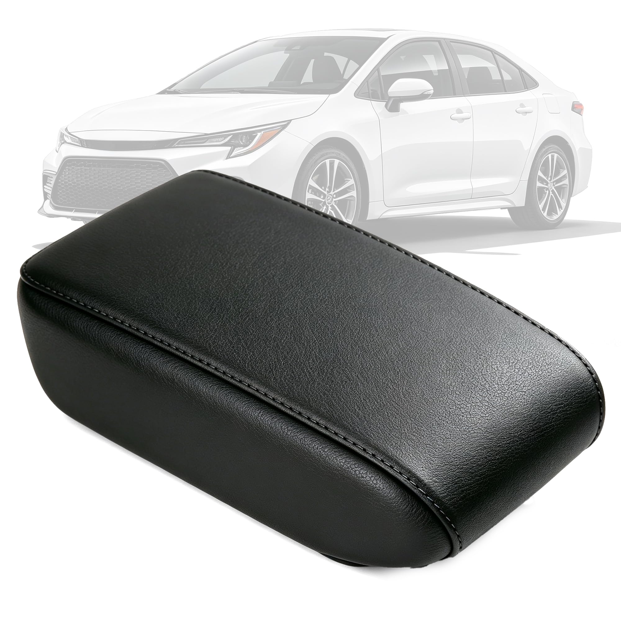 AOMSAZTO Armrest Covers for Corolla 2014-2019 Black with Black Stitching