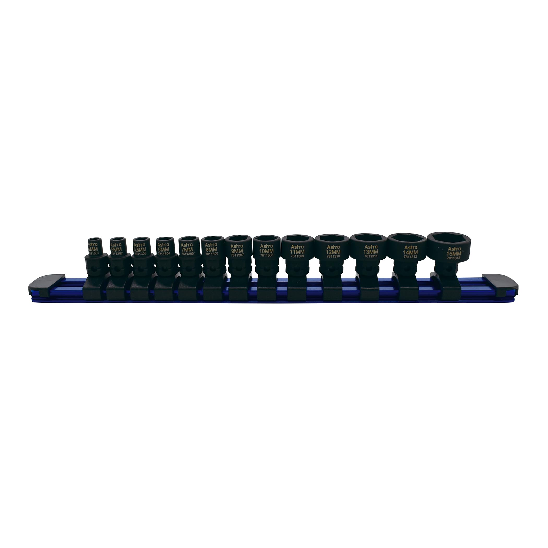 Astro Tools 78113 13-Piece 1/4" Drive Low Profile Nano Impact Sockets - Metric