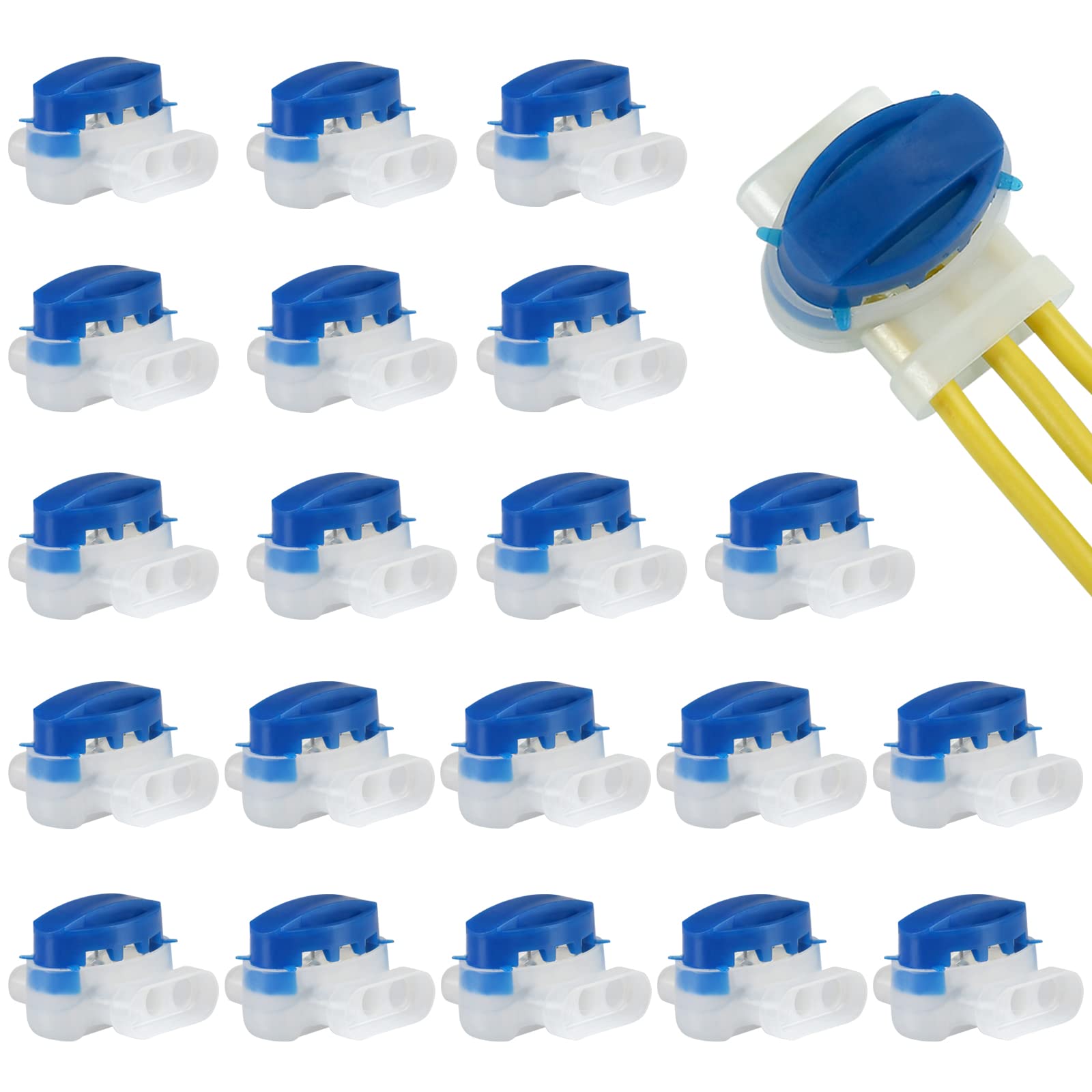 GWHOLE 20pcs 3-Way Waterproof Wire Connectors for 22-14AWG Cables