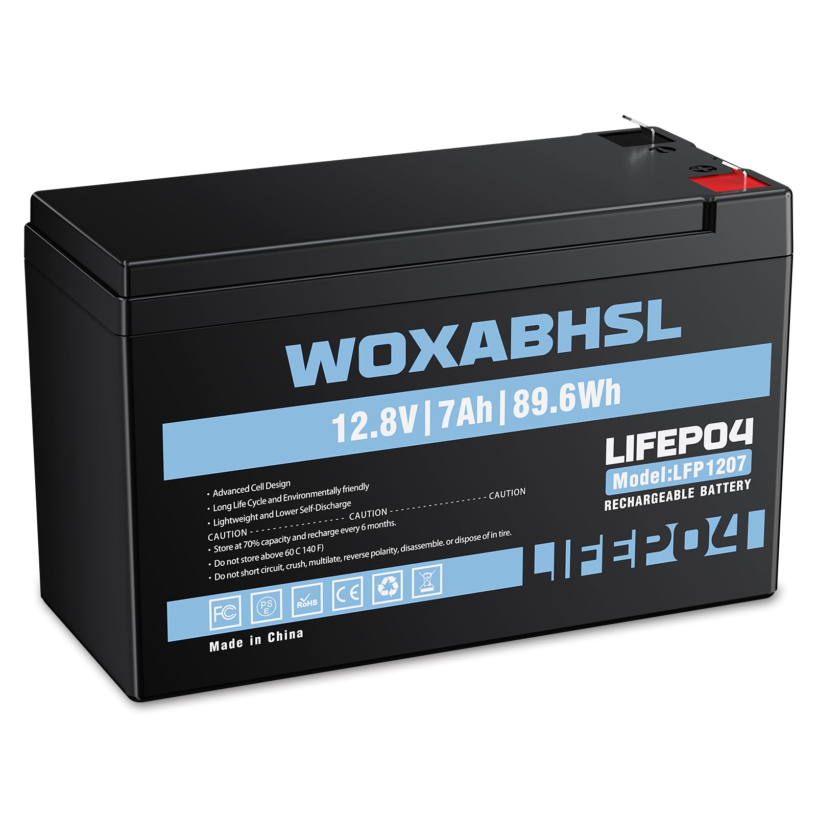 12V 7Ah LiFePO4 Battery, Replace 6FM7 SLA Lead Acid Battery, Max 10A Discharge, Max 2 in Series & 4 in Parallel, for Power Wheels, Fish Finder, Solar System, Garage Door Opener, Alarm Backup Power