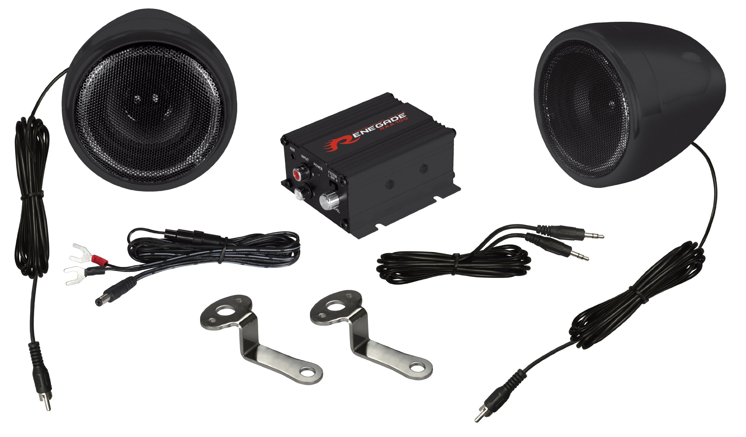 Renegade RXA100B Motorcycle Kit Speaker and Amplifier 100W Max Black