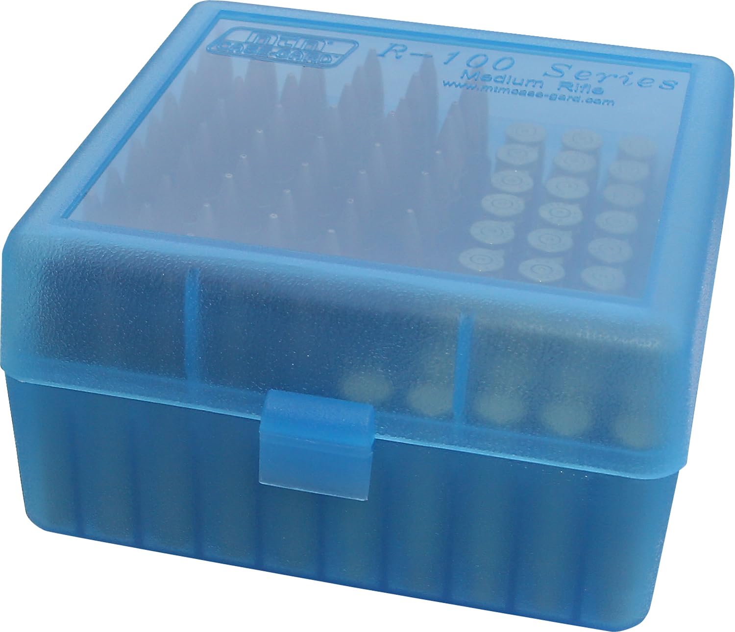 MTM Case-Gard RM-100 Series Medium Rifle Ammo Box, 100 Round, Clear Blue