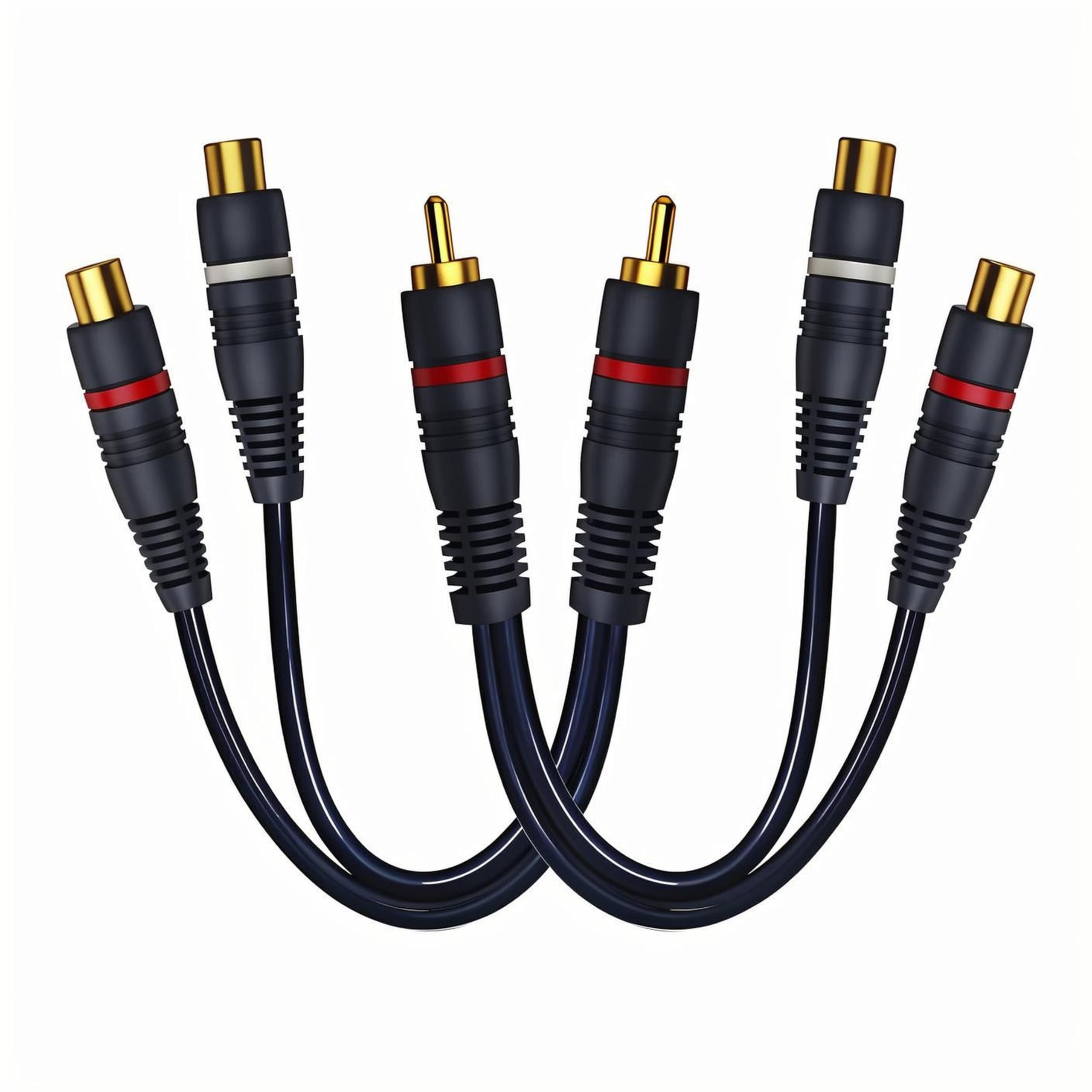 RCA Splitter 1 Male to 2 Female 2 Pack, RCA Cable Y Splitter Adapter