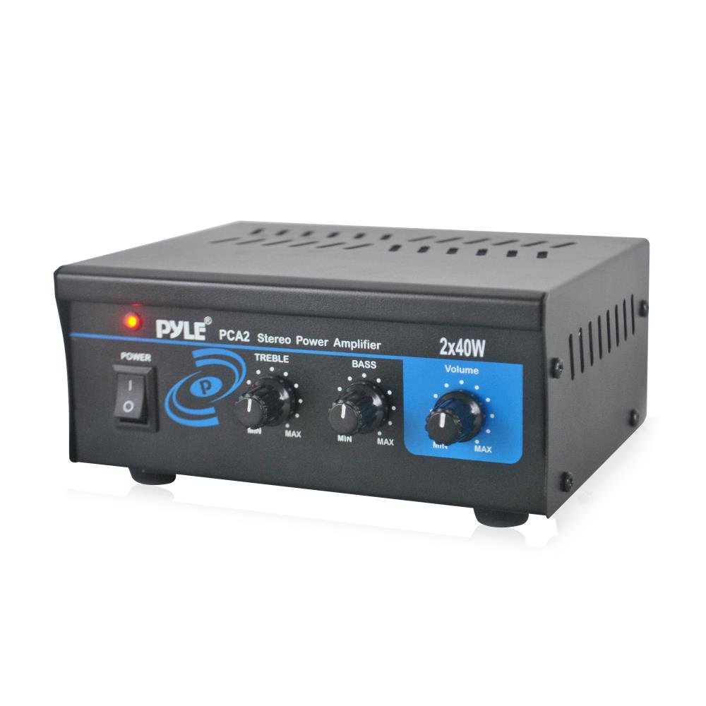 Pyle PCA2 Mini Audio Amplifier w/ RCA Input & Speaker Terminals, 2 x 40 Watt