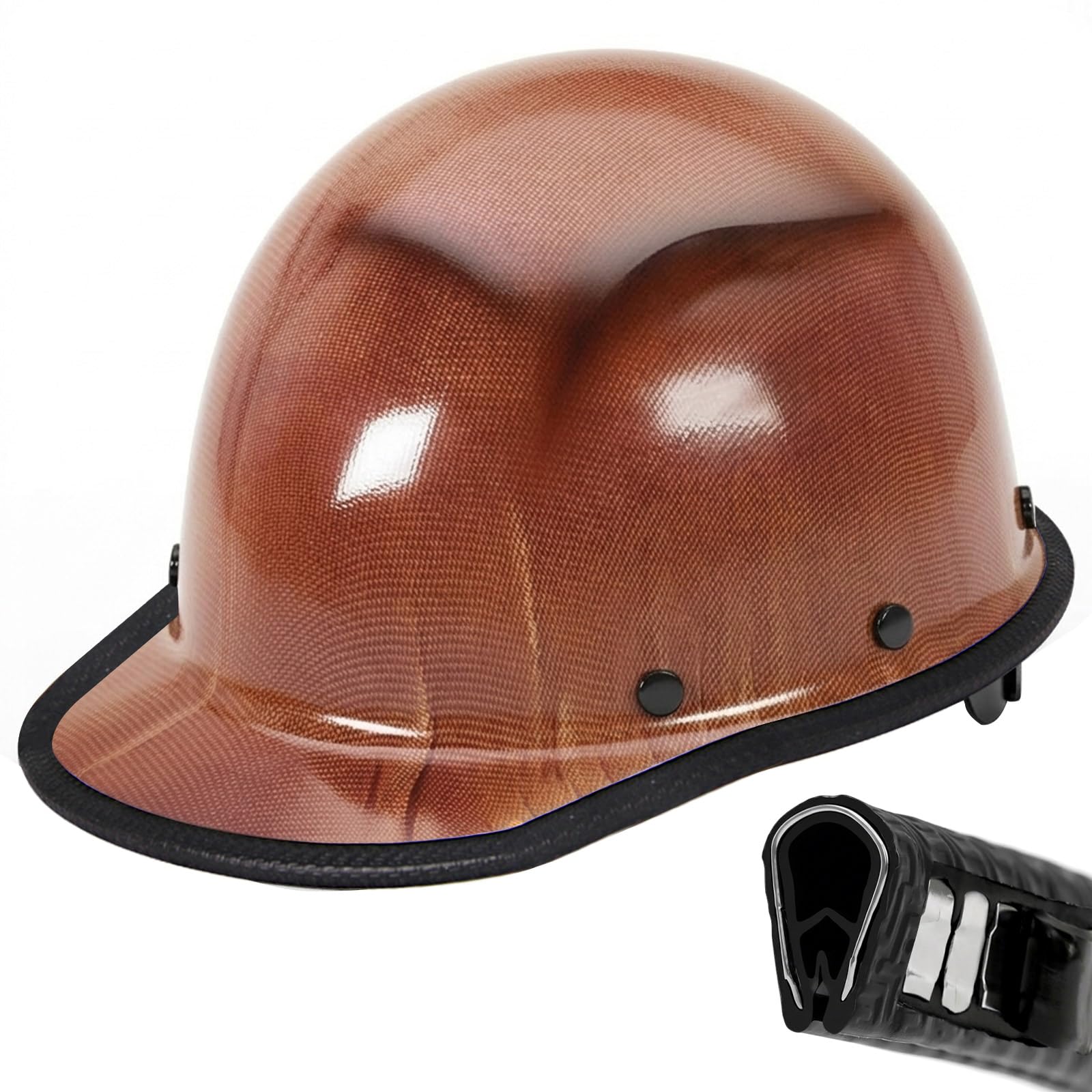 Aolamegs Hard Hat Brim Guard with Steel Core-Universal Full Brim Hard Hat Accessories,Clip on Impact-Resistant Edge Protector for Carbon Fiber & Fiberglass Construction Helmets,36.6inch Matte Black