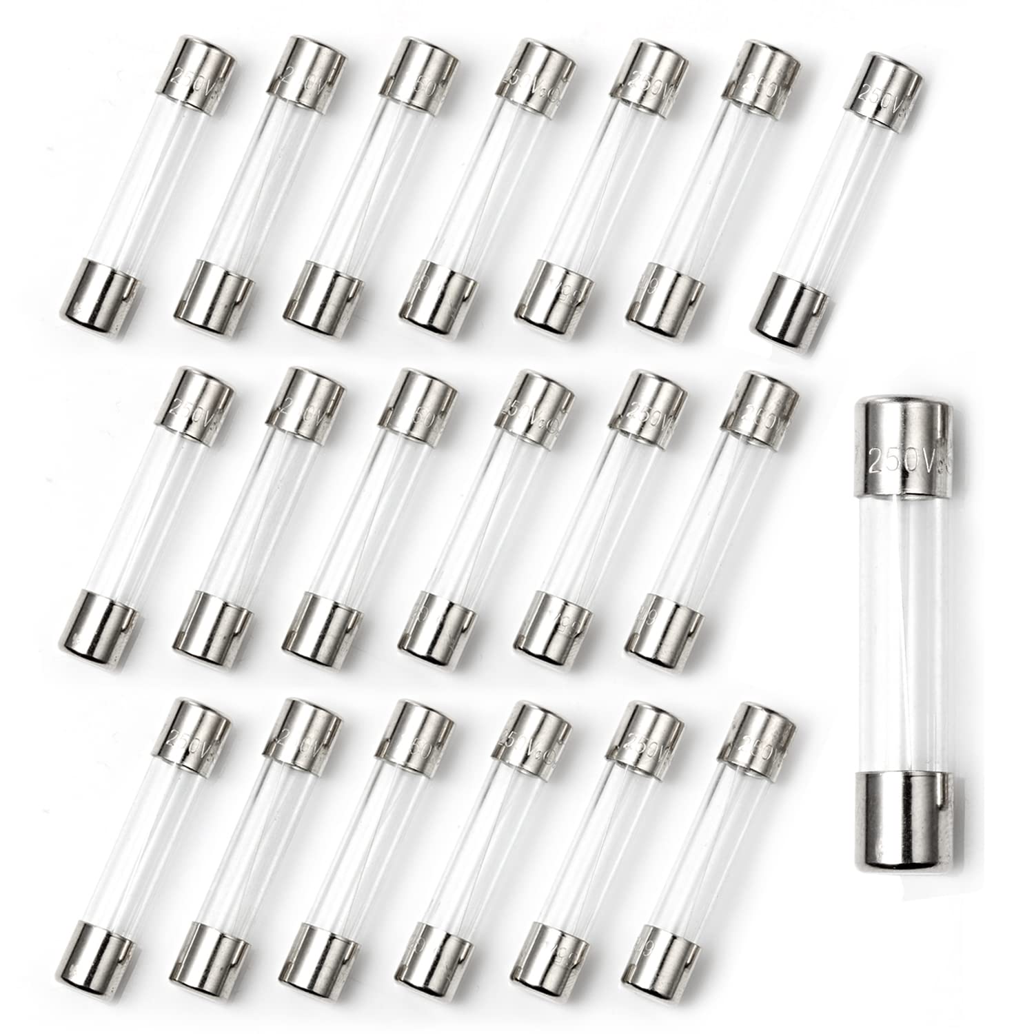 Chanzon 20pcs UL Listed 6x30mm 0.5A 250V/125V Fast Blow Glass Fuses