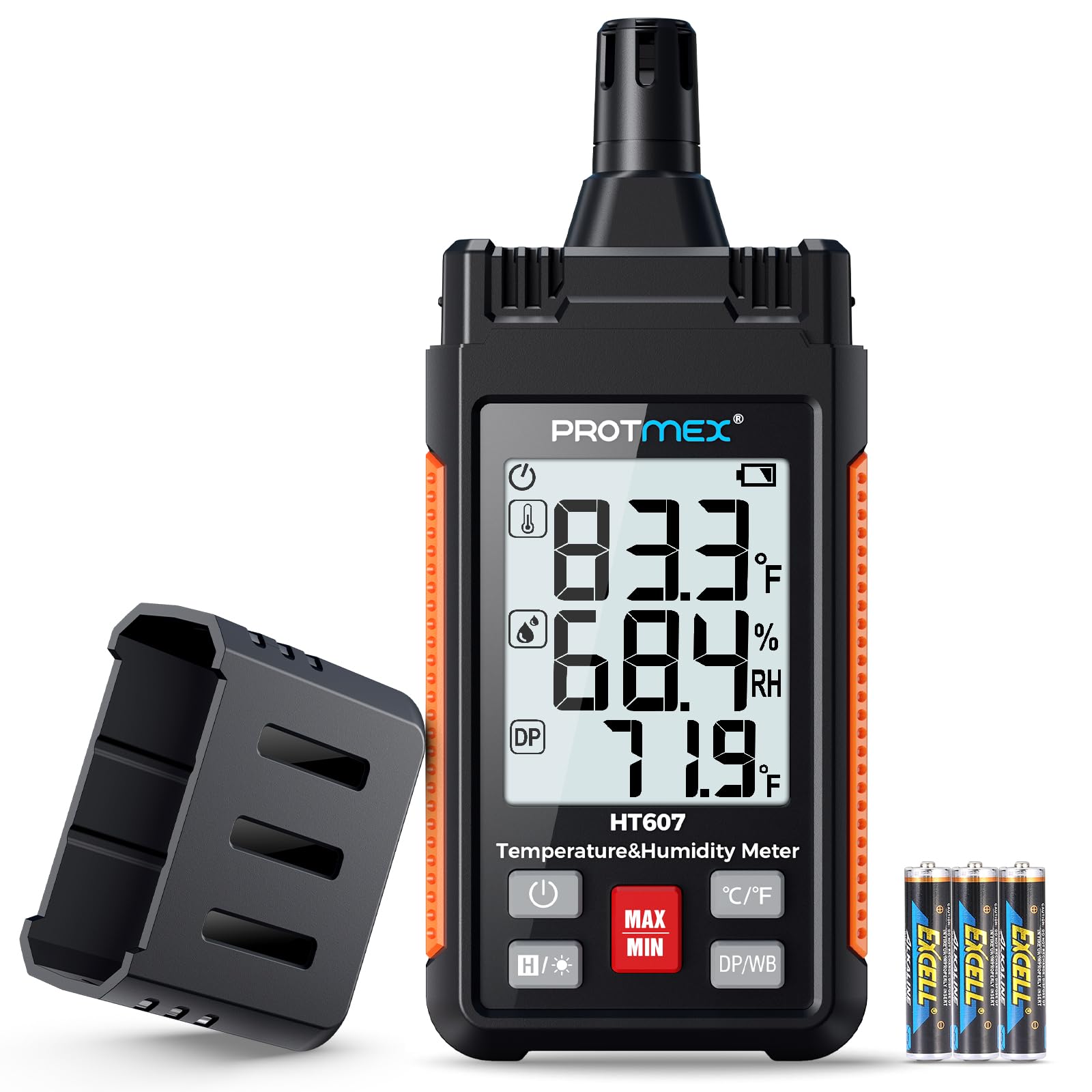 HT607 Temperature Humidity Meter - Large LCD Backlight with Cover Protector