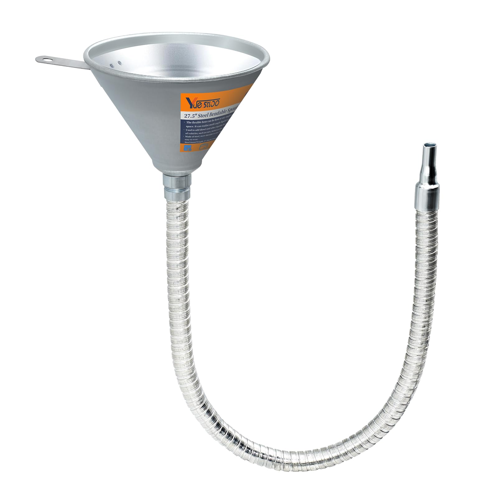 Yuesstloo 27.56" Steel Bendable Spout Funnel with Filter for All Automotive Oils, Metal Flexible Long Funnels for Automotive Use for Transmission Fluid, Diesel Fuel, and Other Liquids