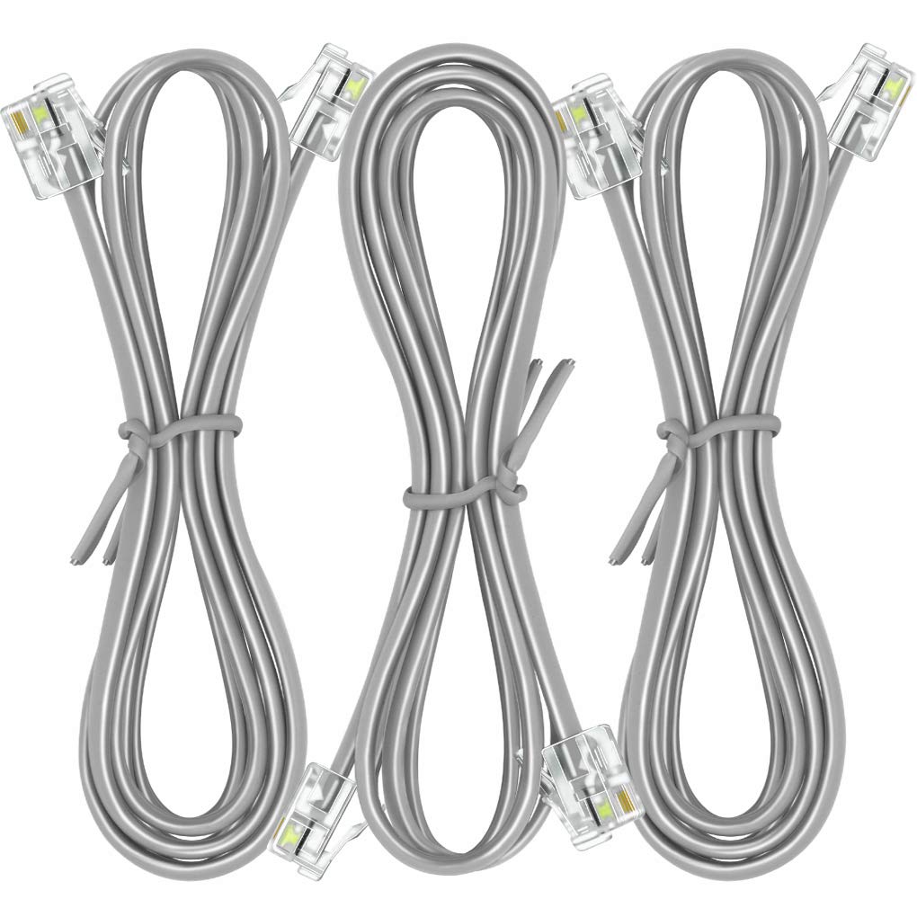 NECABLES 3Pack Phone Cord 6ft Telephone Cord for Landline and Fax