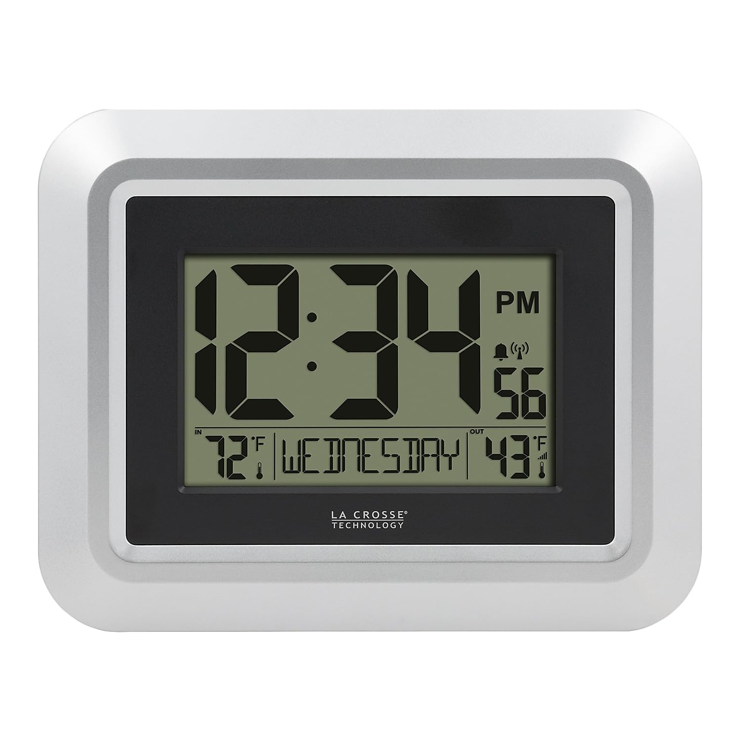 La Crosse Technology 513-1918S-INT Digital Wall Clock w/Temperature